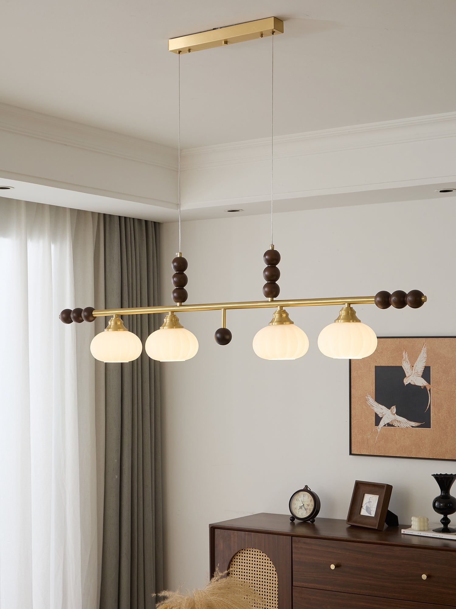 Zerinen Premium Nordic Art Island Glass Wood Pendant Lamp-Neutral Decor