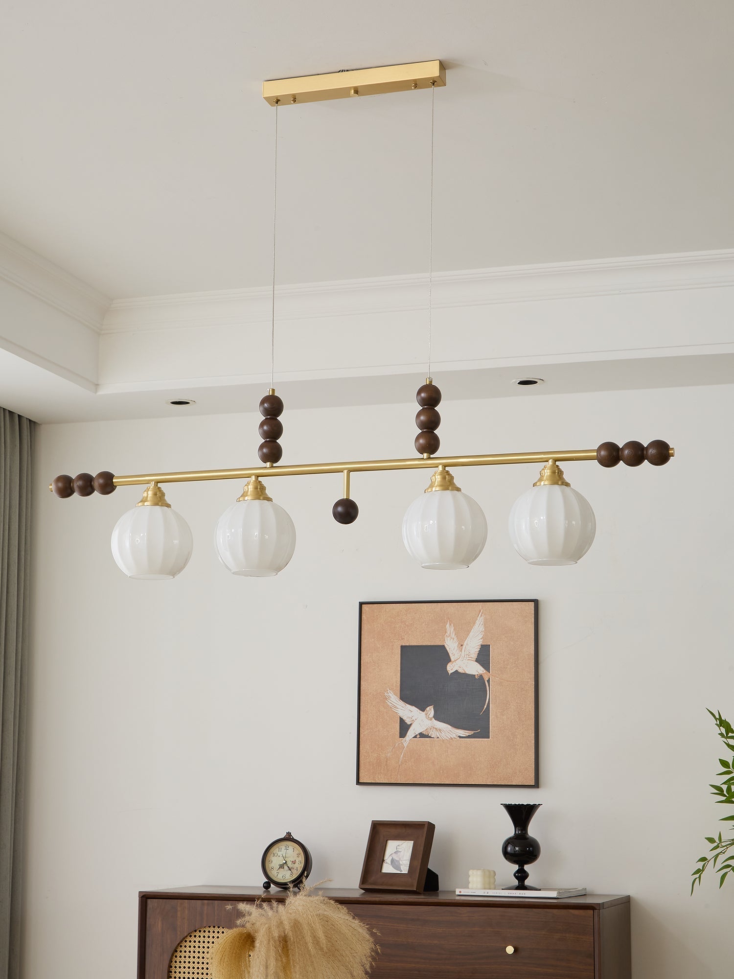 Zerinen Premium Nordic Art Island Glass Wood Pendant Lamp-Neutral Decor