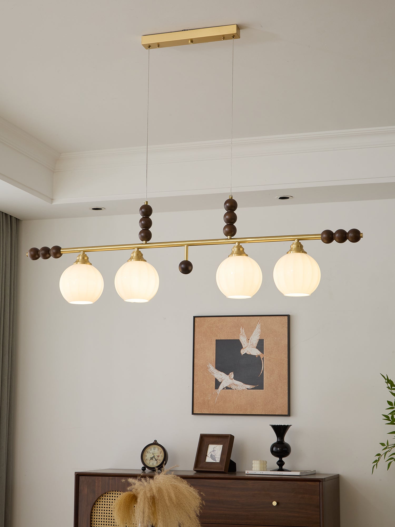 Zerinen Premium Nordic Art Island Glass Wood Pendant Lamp-Neutral Decor
