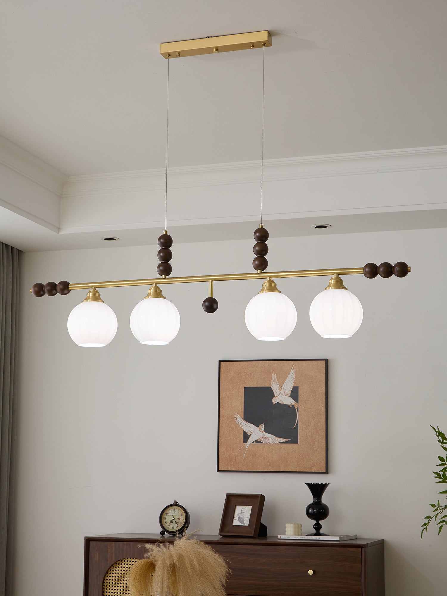 Zerinen Premium Nordic Art Island Glass Wood Pendant Lamp-Neutral Decor