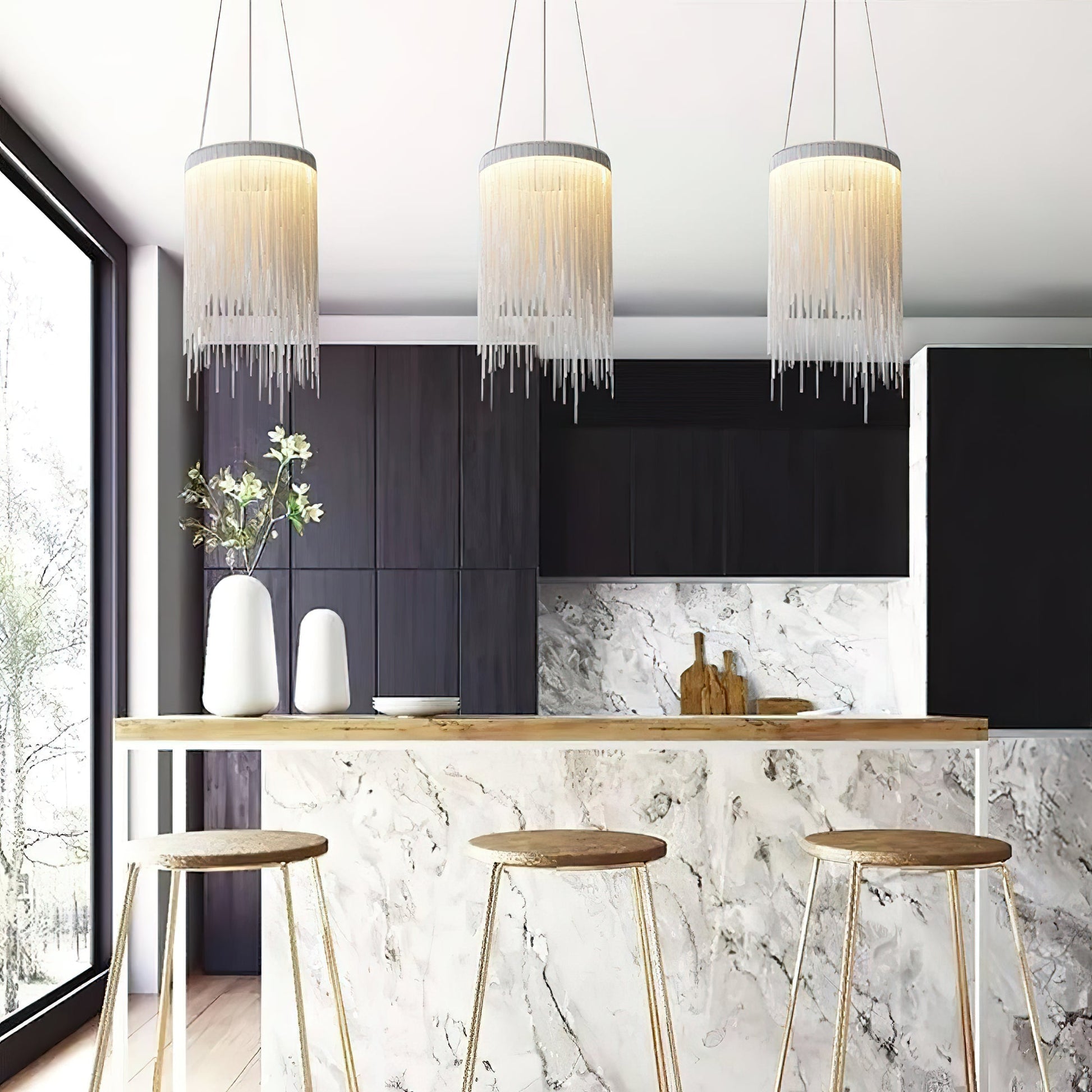 Arsoliel Postmodern Luxury Chain Tassel Pendant Light-Neutral Decor