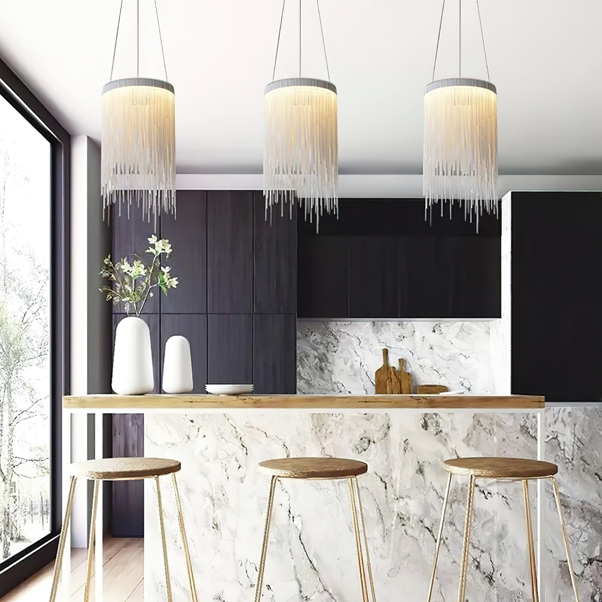 Arsoliel Postmodern Luxury Chain Tassel Pendant Light-Neutral Decor
