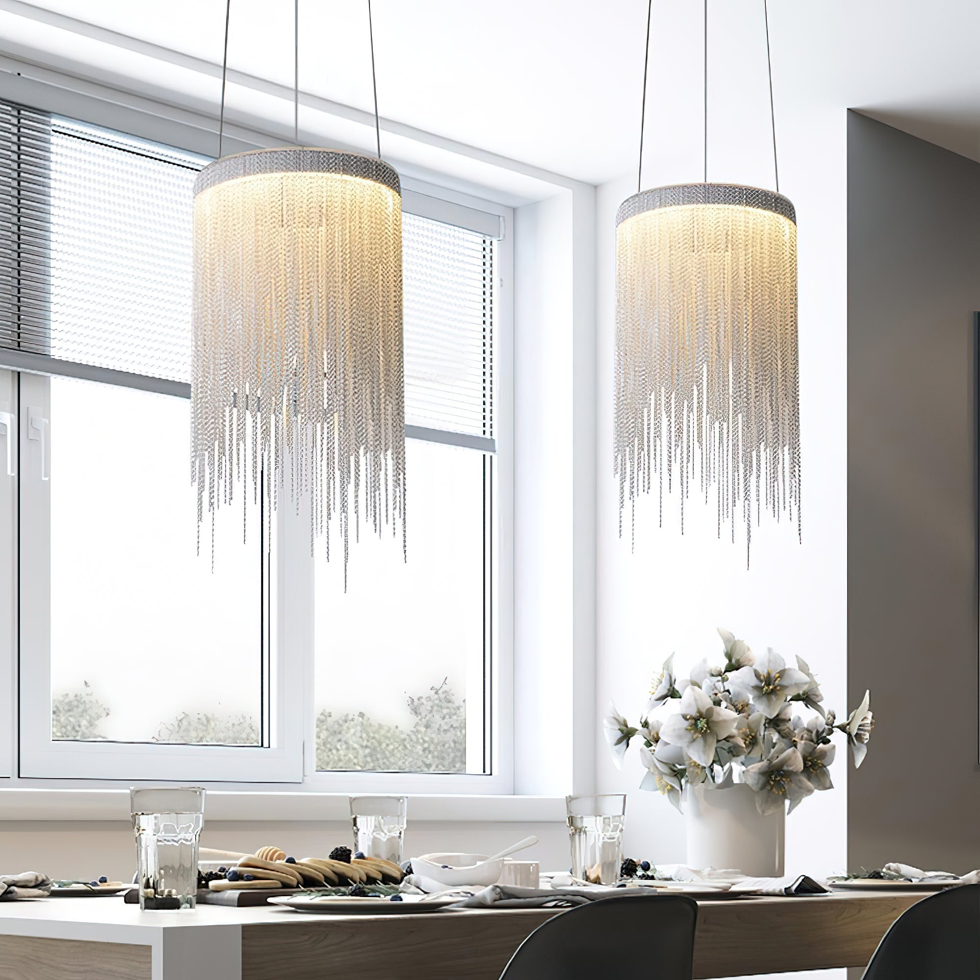 Arsoliel Postmodern Luxury Chain Tassel Pendant Light-Neutral Decor
