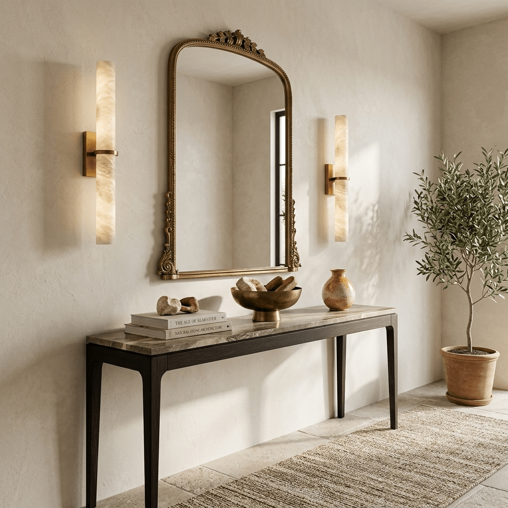 Aluna Alabaster Bar Wall Light-Neutral Decor