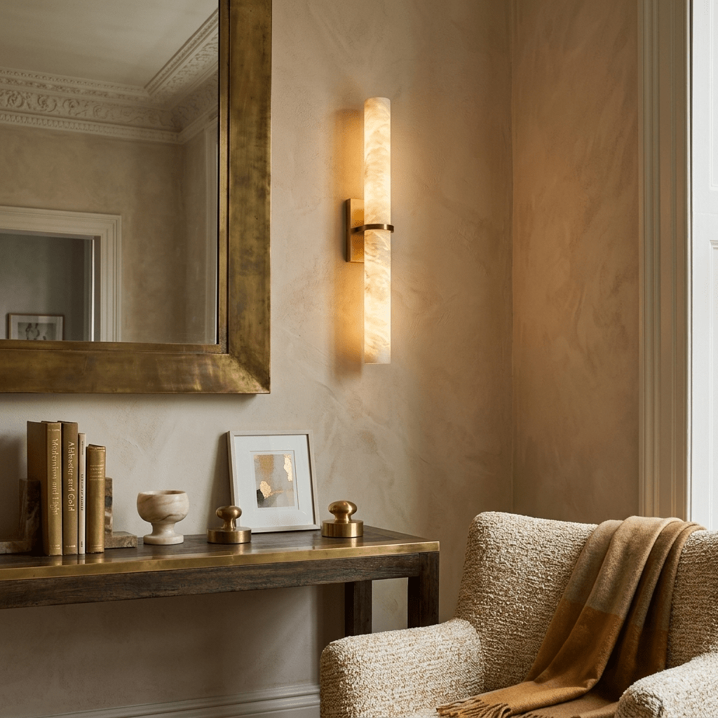 Aluna Alabaster Bar Wall Light-Neutral Decor