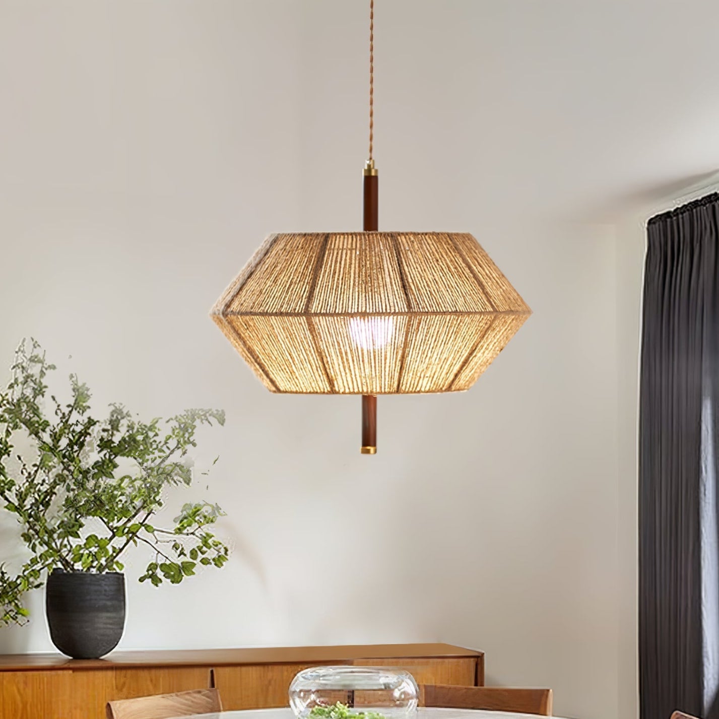 Rattan Vintage Rope Pendant Light-Neutral Decor