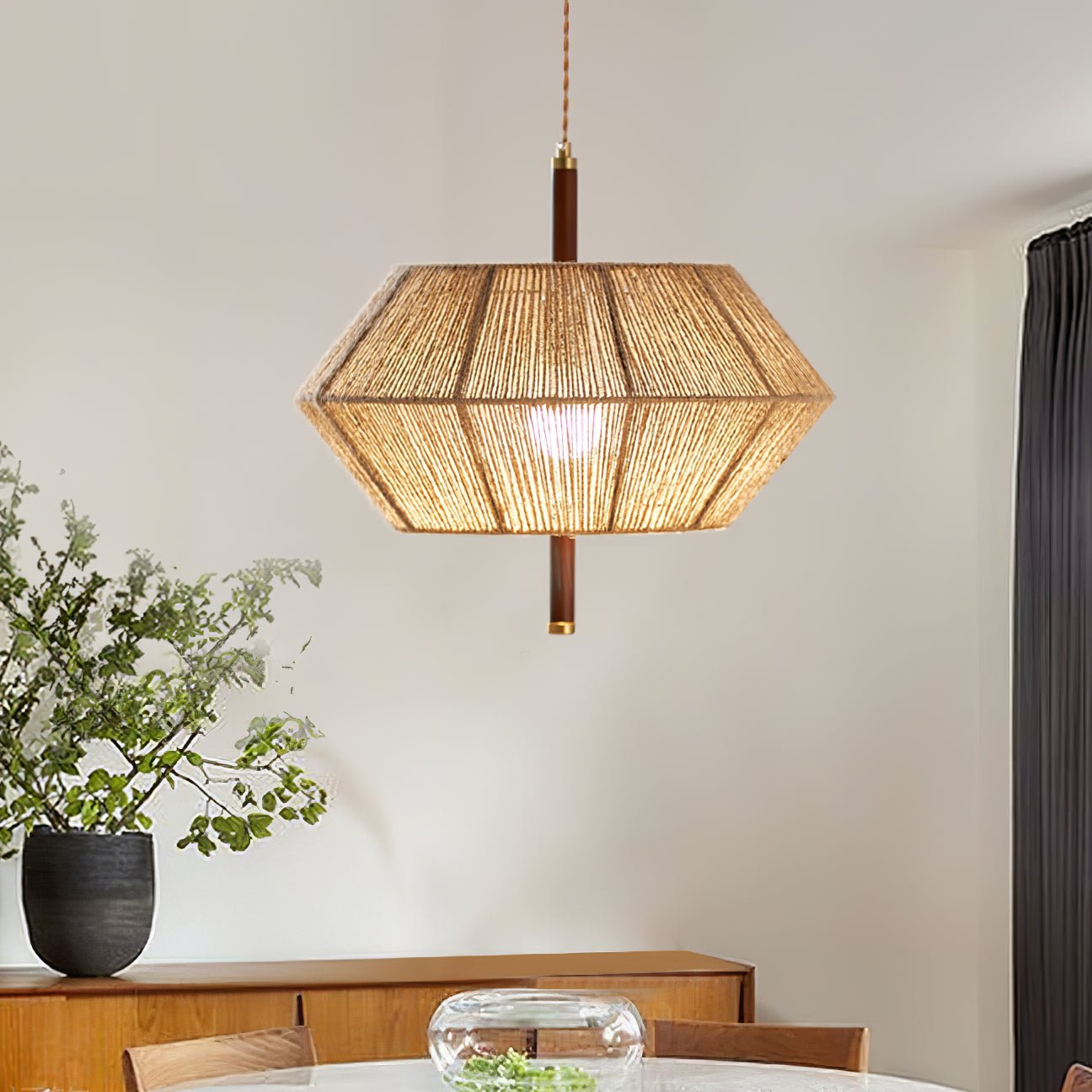 Rattan Vintage Rope Pendant Light-Neutral Decor