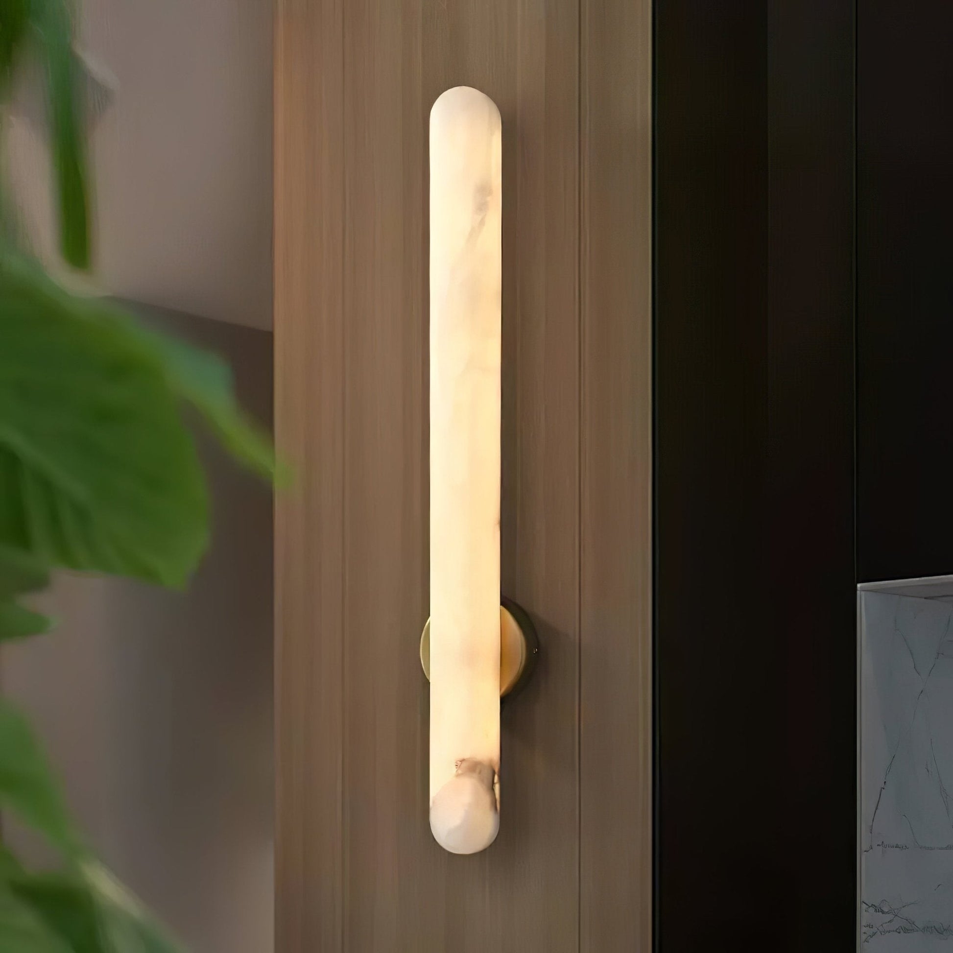 Elvenira Cylindrical Alabaster Wall Light-Neutral Decor