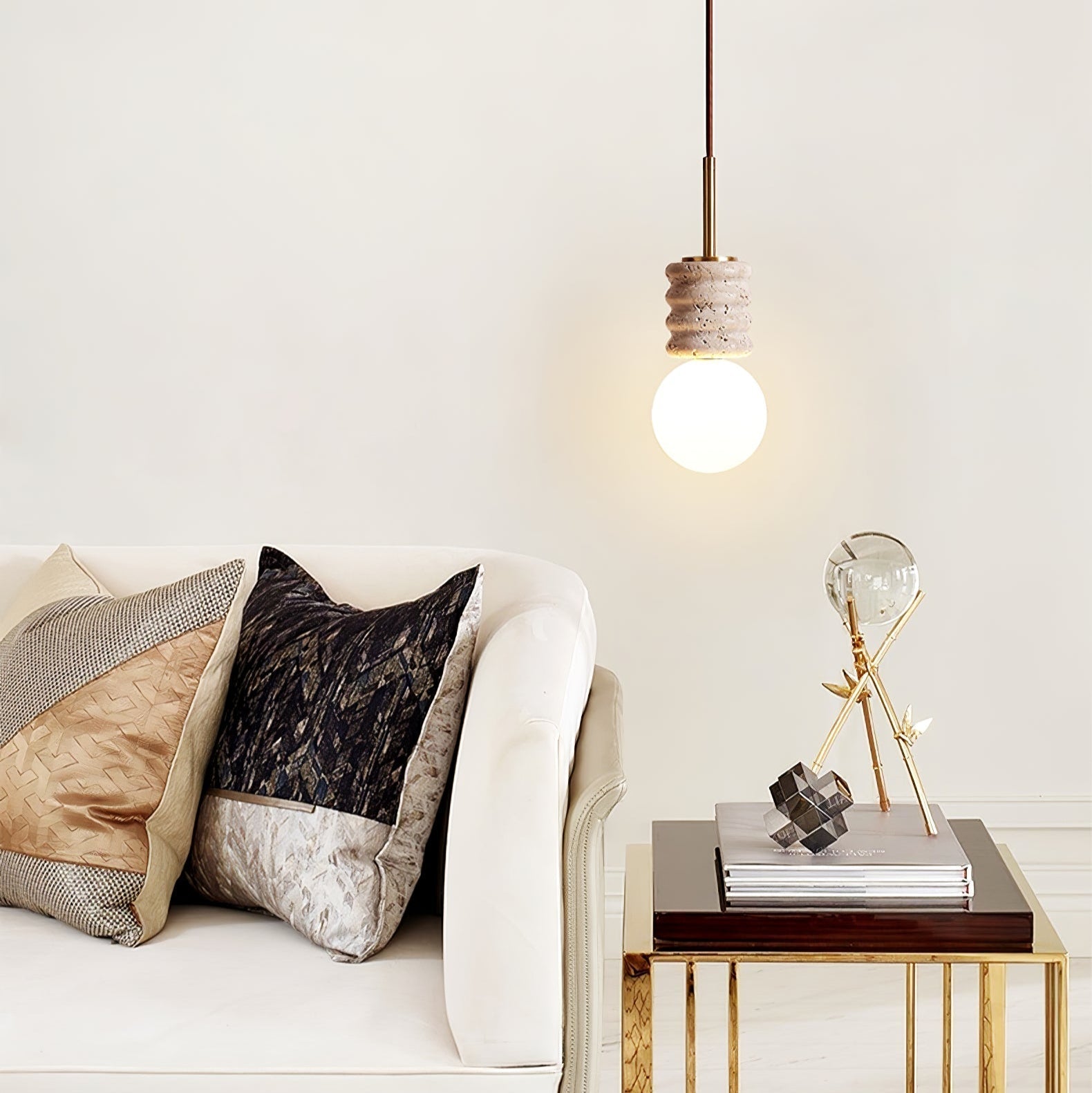 Akls Travertine Pendant Lamp-Neutral Decor