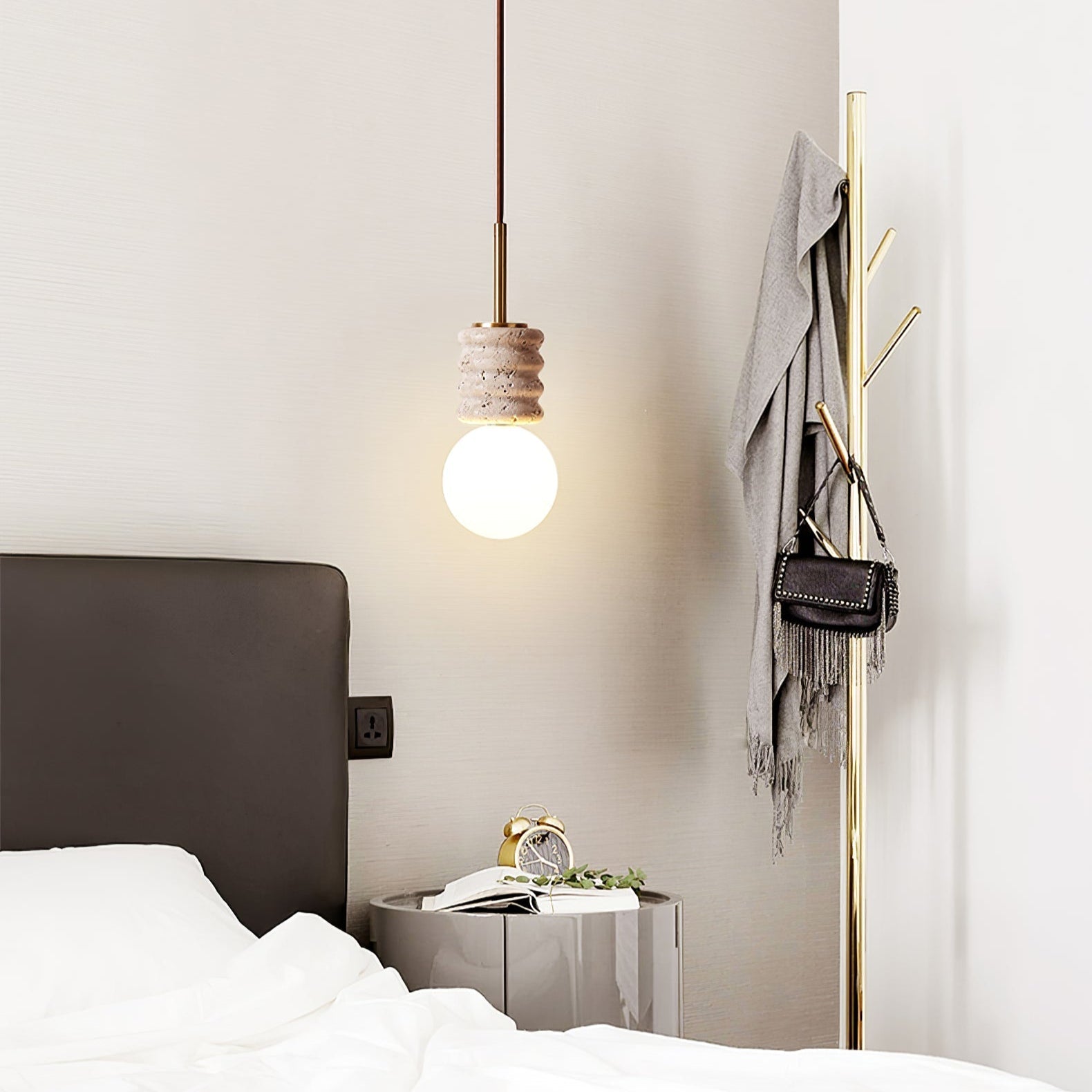 Akls Travertine Pendant Lamp-Neutral Decor