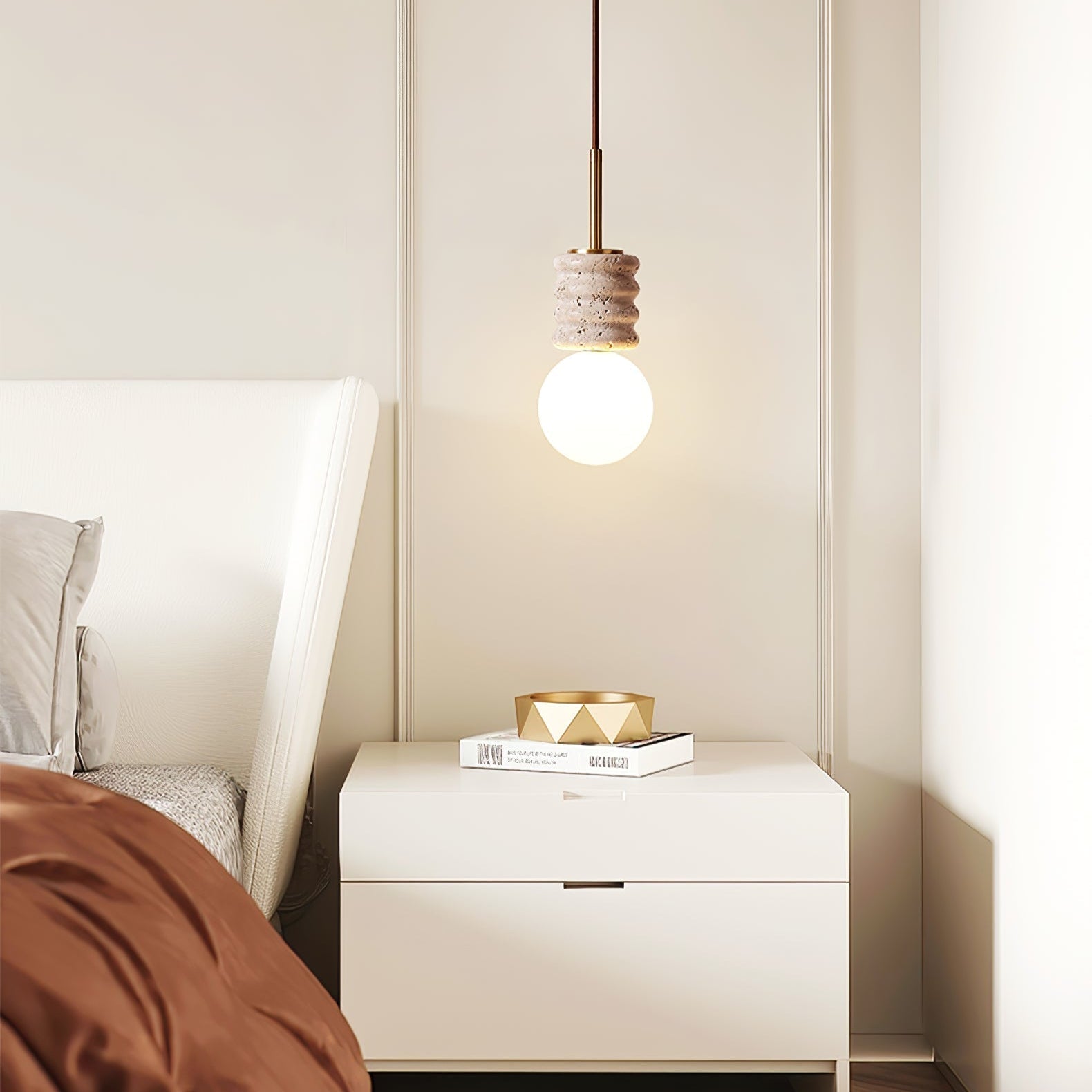 Akls Travertine Pendant Lamp-Neutral Decor