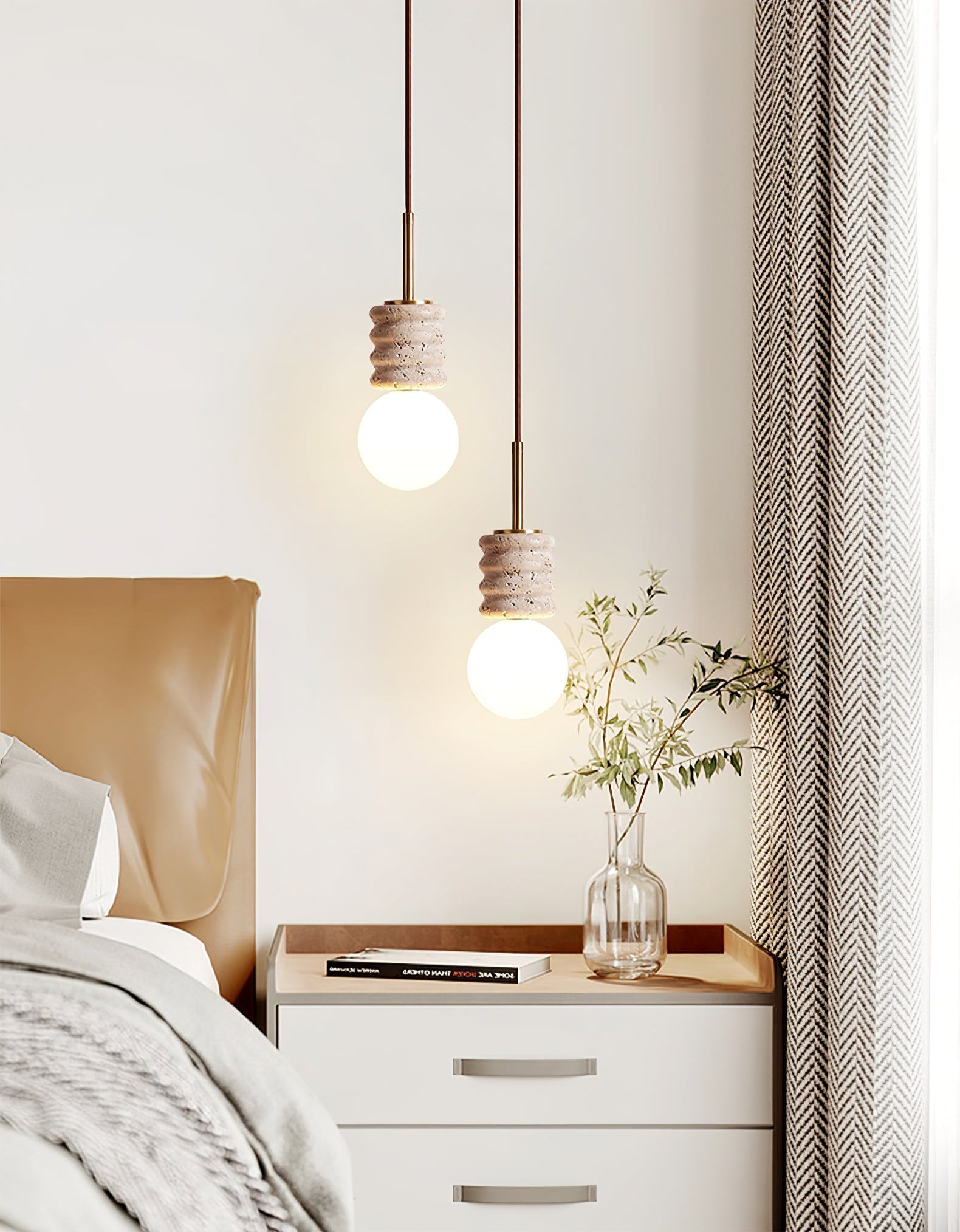 Akls Travertine Pendant Lamp-Neutral Decor