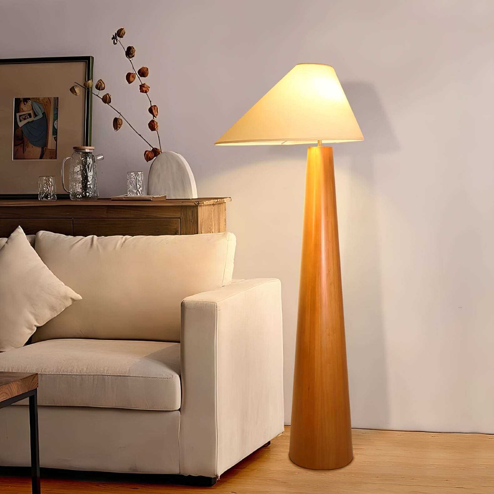 Pinnacle Minimalist Wood Floor Lamp-Neutral Decor