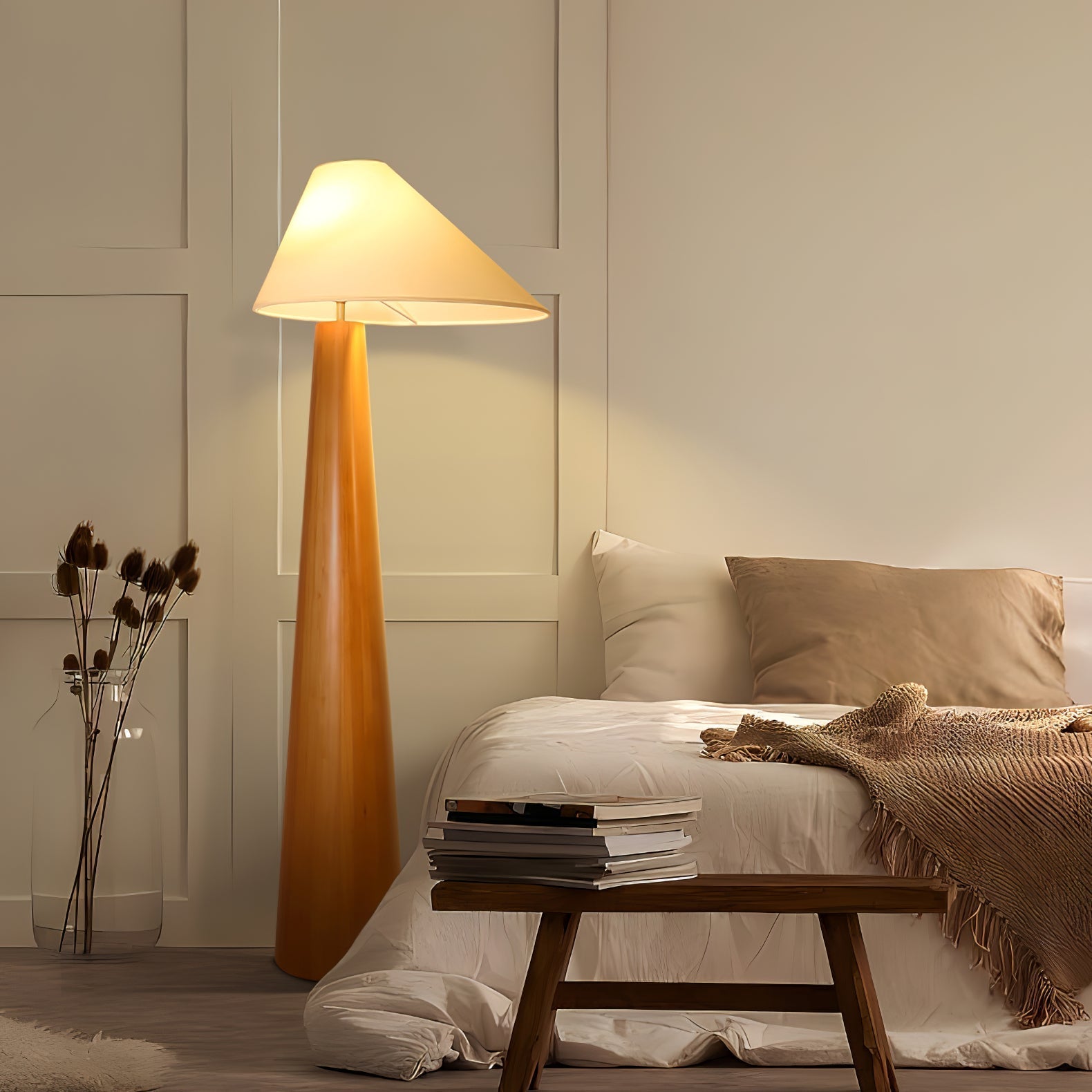 Pinnacle Minimalist Wood Floor Lamp-Neutral Decor