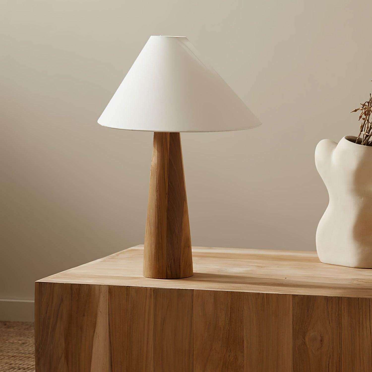 Mirose Wood Fabric Rustic Table Lamp-Neutral Decor
