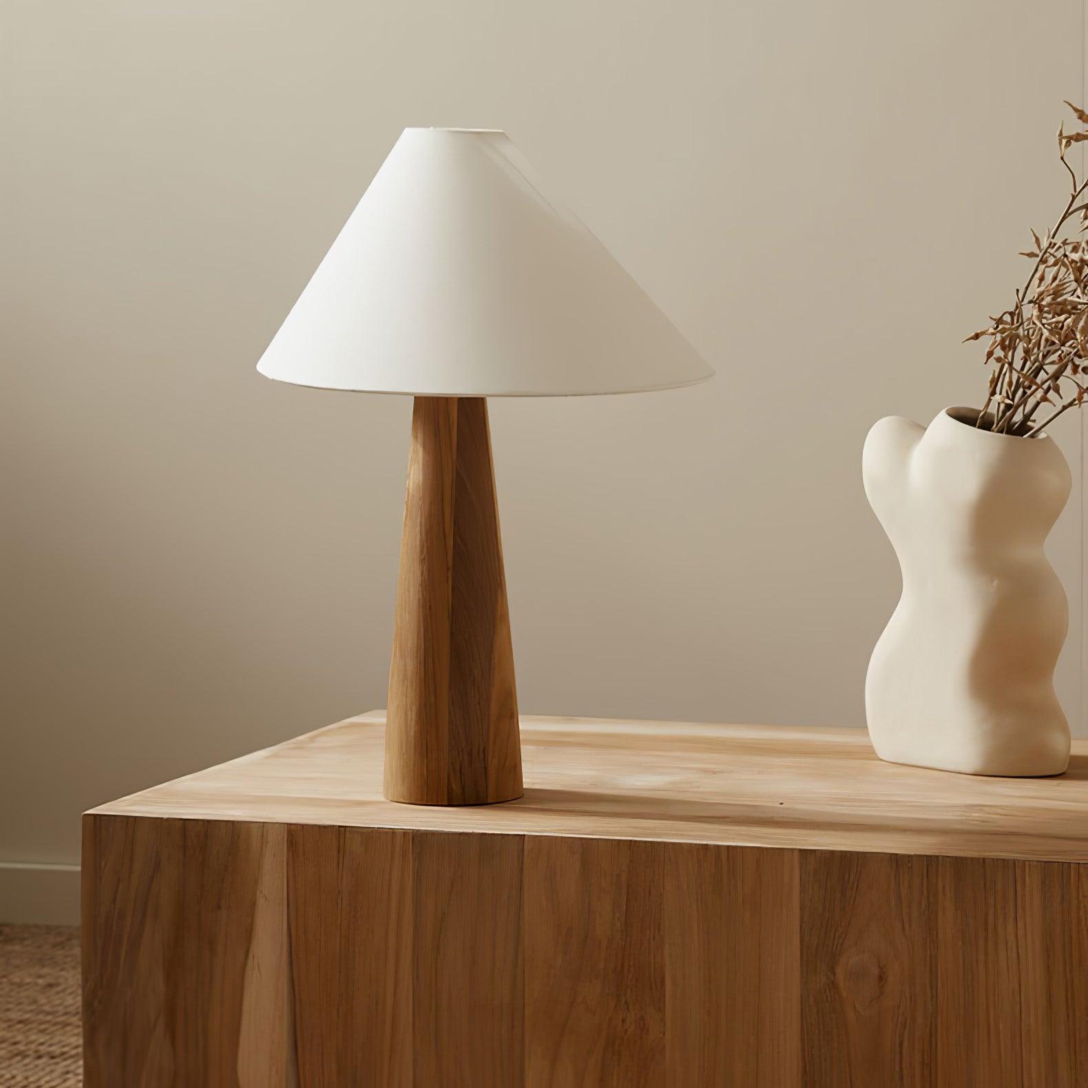Mirose Wood Fabric Rustic Table Lamp-Neutral Decor