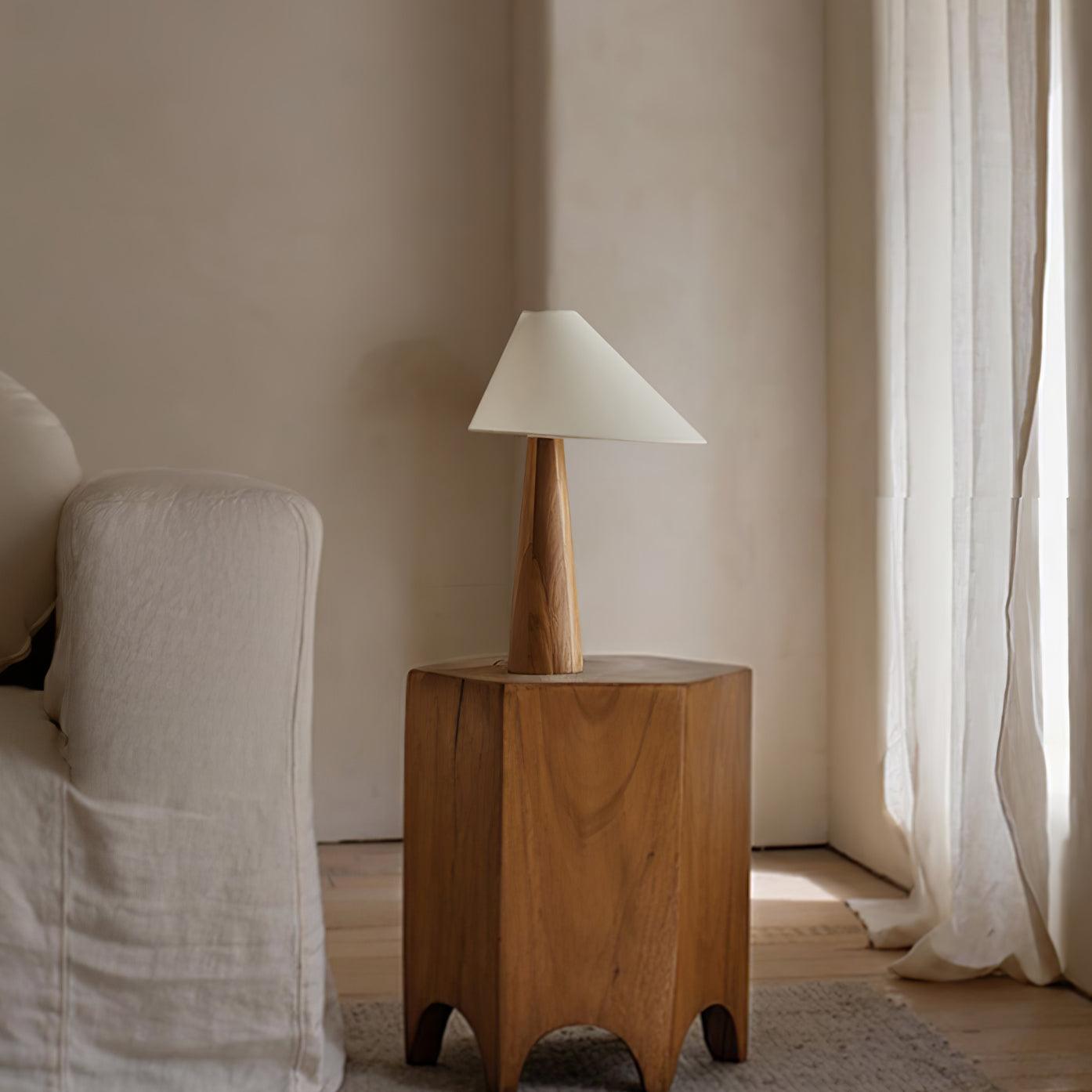 Mirose Wood Fabric Rustic Table Lamp-Neutral Decor