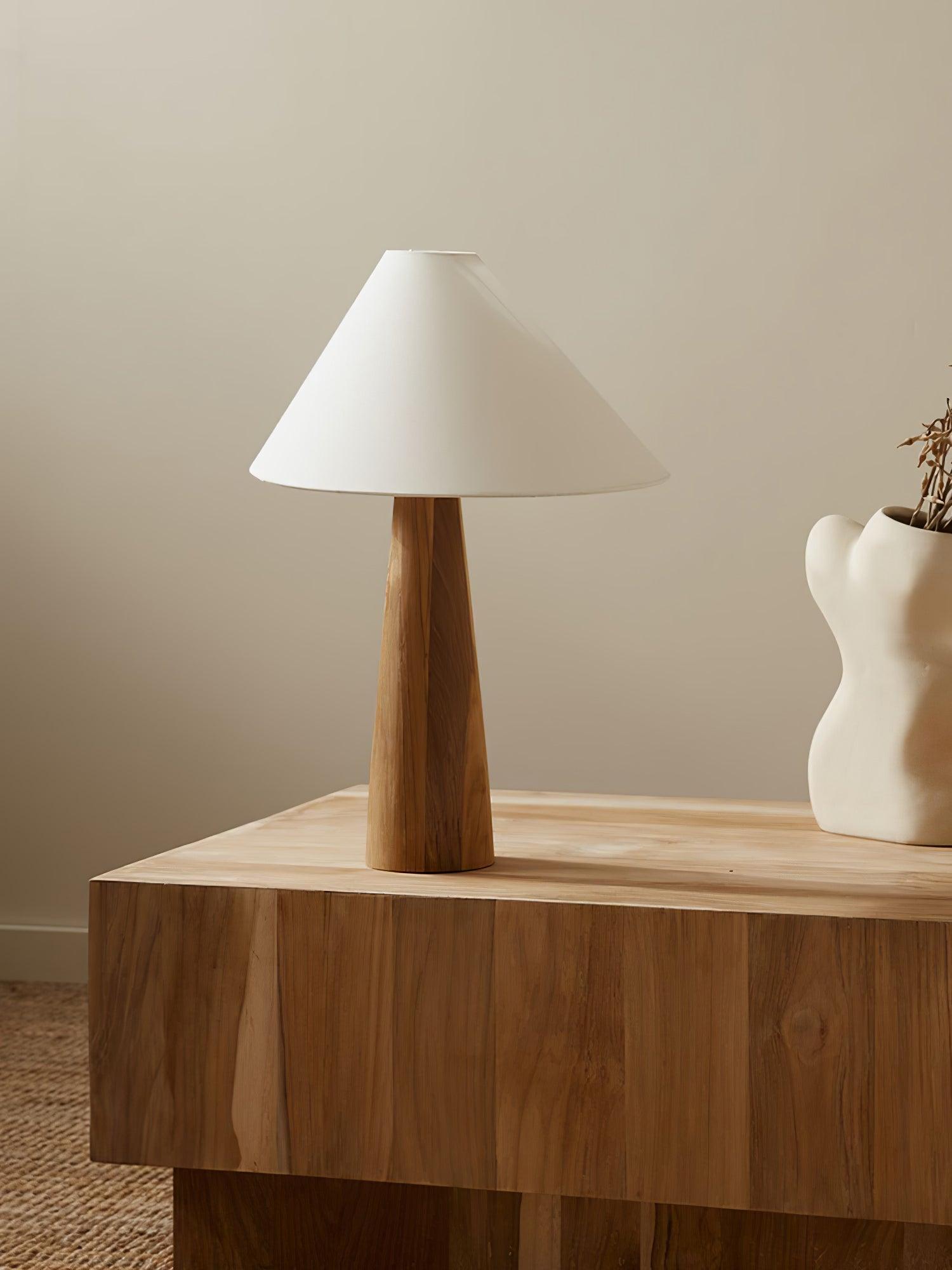Mirose Wood Fabric Rustic Table Lamp-Neutral Decor