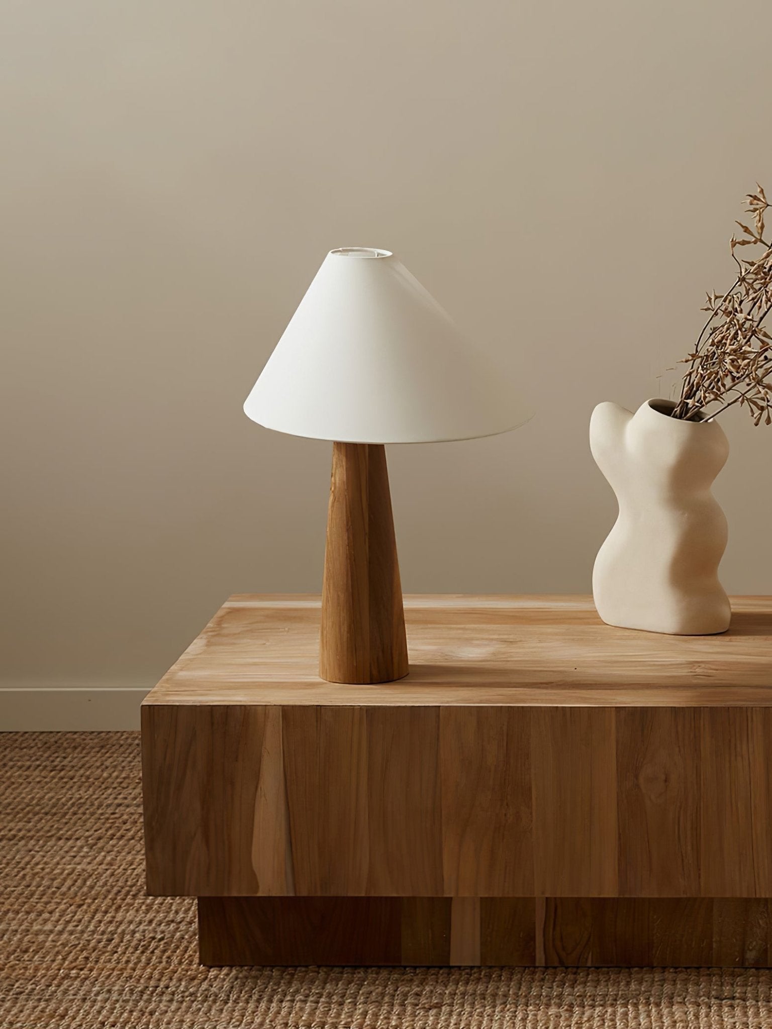 Mirose Wood Fabric Rustic Table Lamp-Neutral Decor