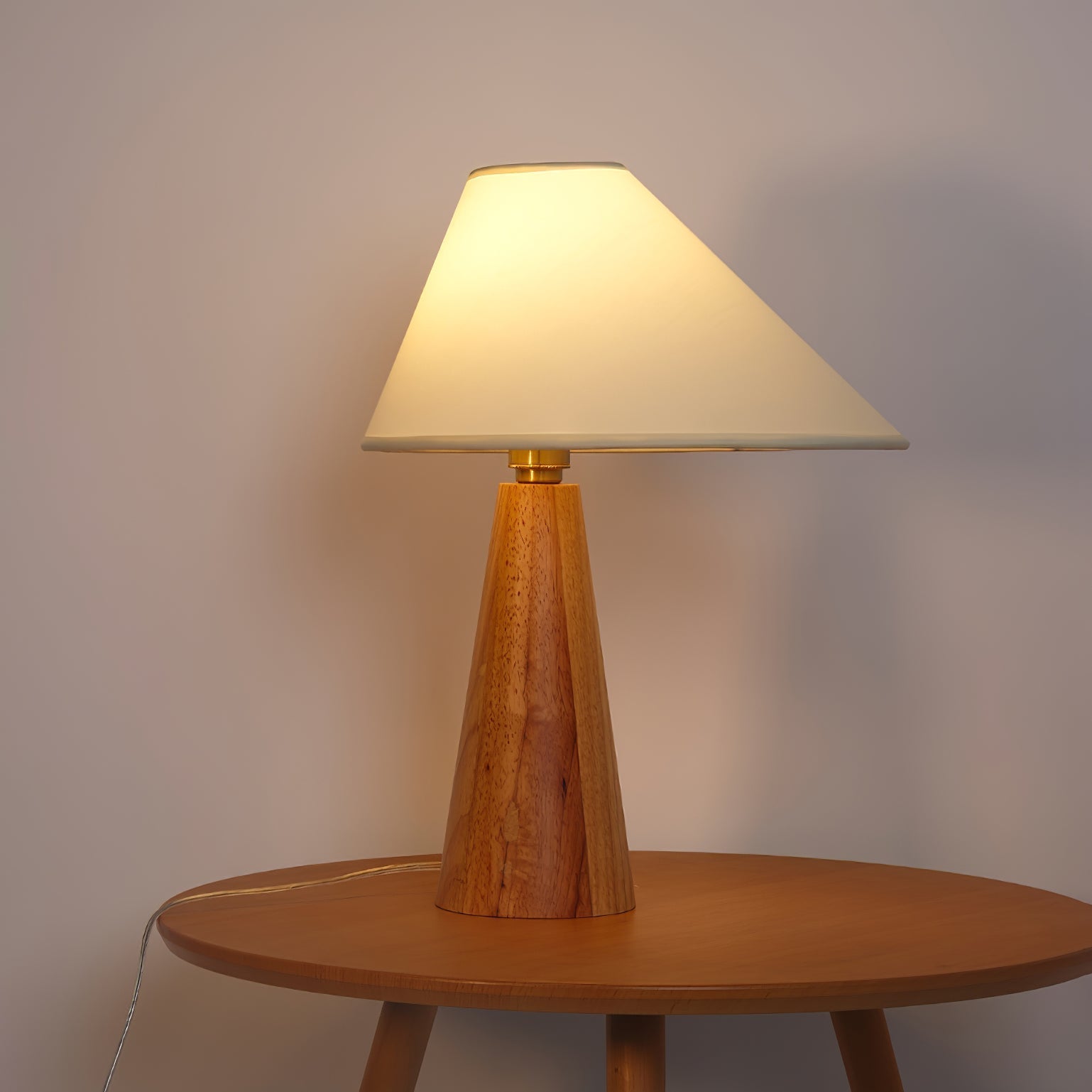 Mirose Wood Fabric Rustic Table Lamp-Neutral Decor