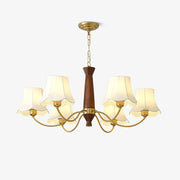 Kaelith Chandelier Brass Fabric Curved Arms-Neutral Decor