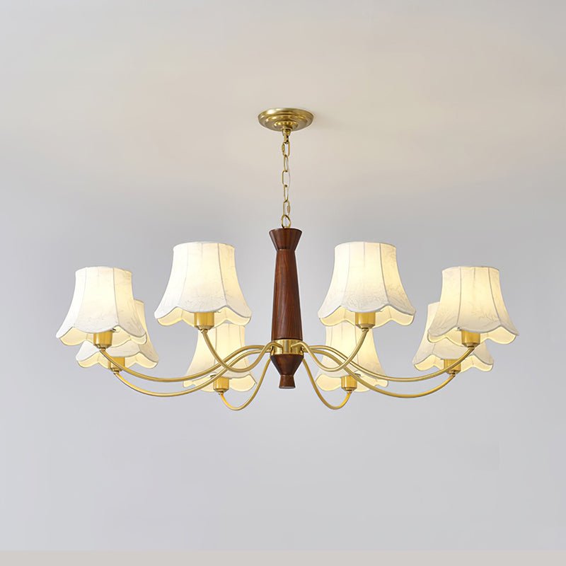 Kaelith Chandelier Brass Fabric Curved Arms-Neutral Decor