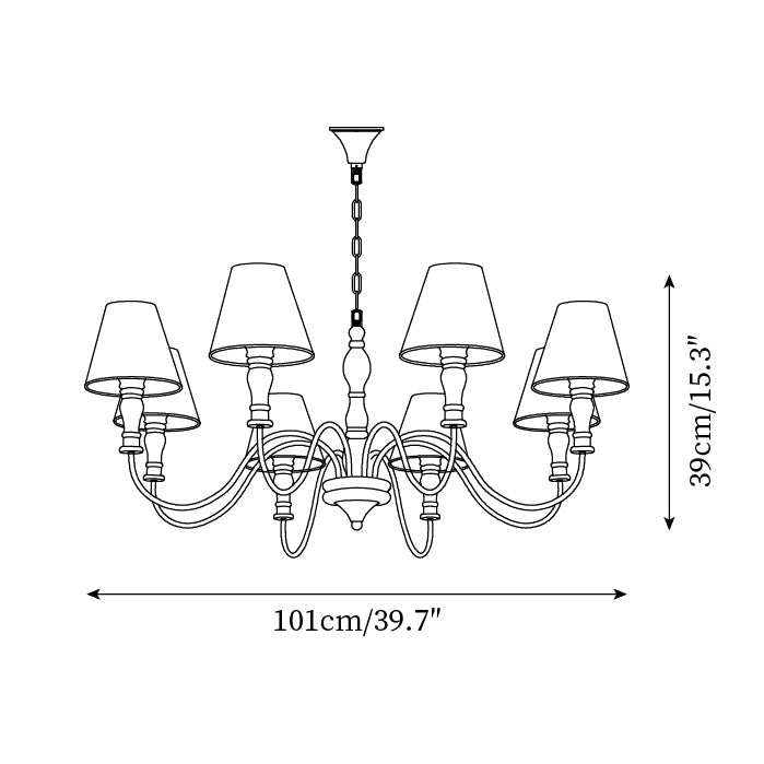 Florinda Floral Fabric Shade Chandelier with Wooden Arms