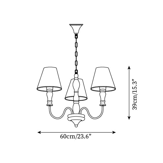 Florinda Floral Fabric Shade Chandelier with Wooden Arms
