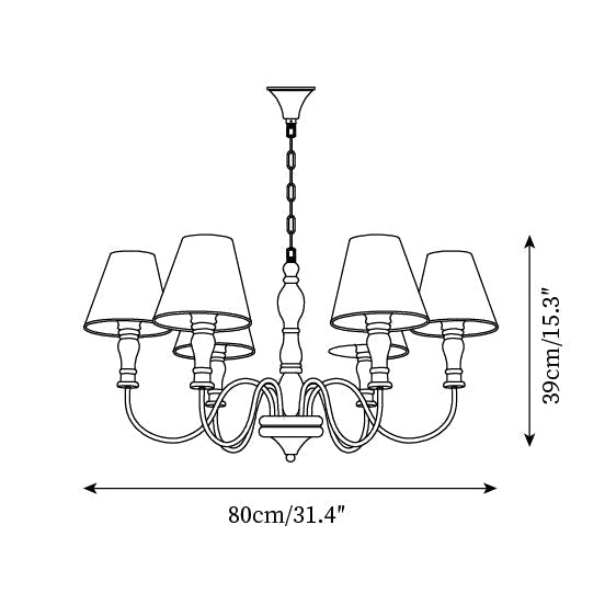 Florinda Floral Fabric Shade Chandelier with Wooden Arms