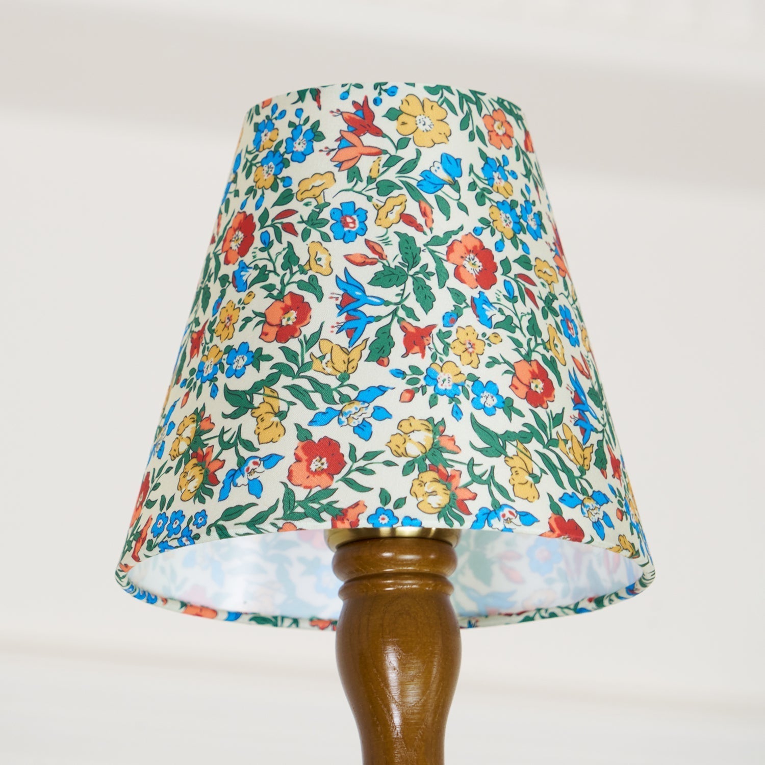 Florinda Floral Fabric Shade Chandelier with Wooden Arms