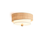 Amara Drum Flush Mount in natural beige finish.