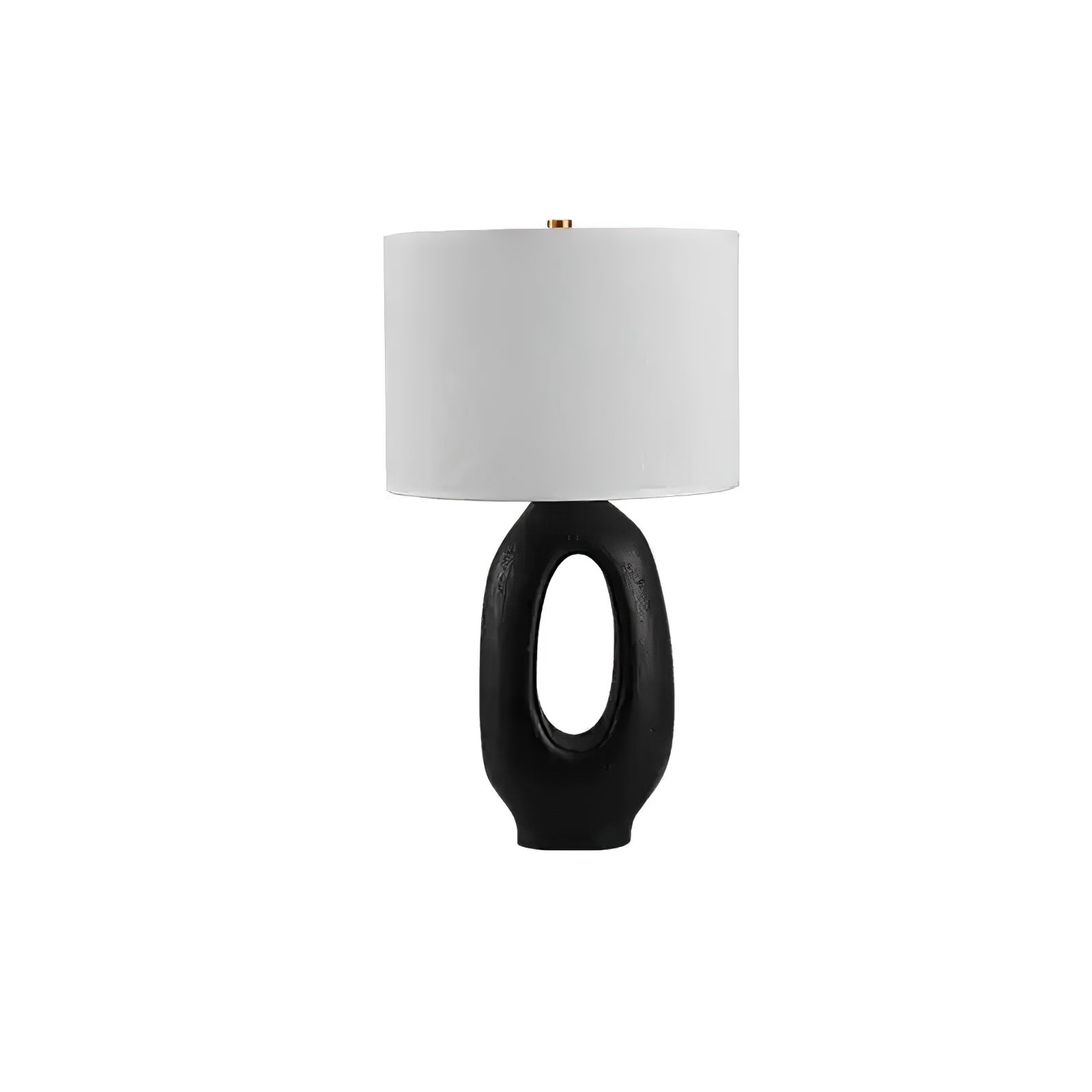 Lumestic Sculptural Resin Fabric Table Lamp-Neutral Decor