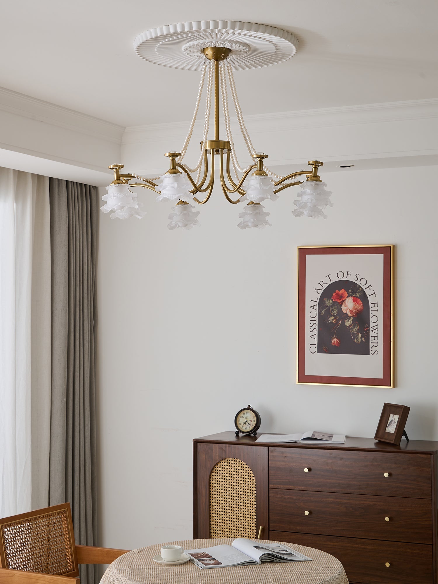 Cotalisra Premium Elegance Rose Glass Chandelier-Neutral Decor