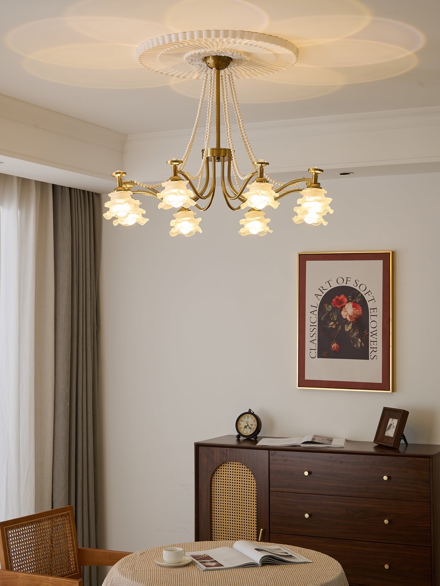 Cotalisra Premium Elegance Rose Glass Chandelier-Neutral Decor