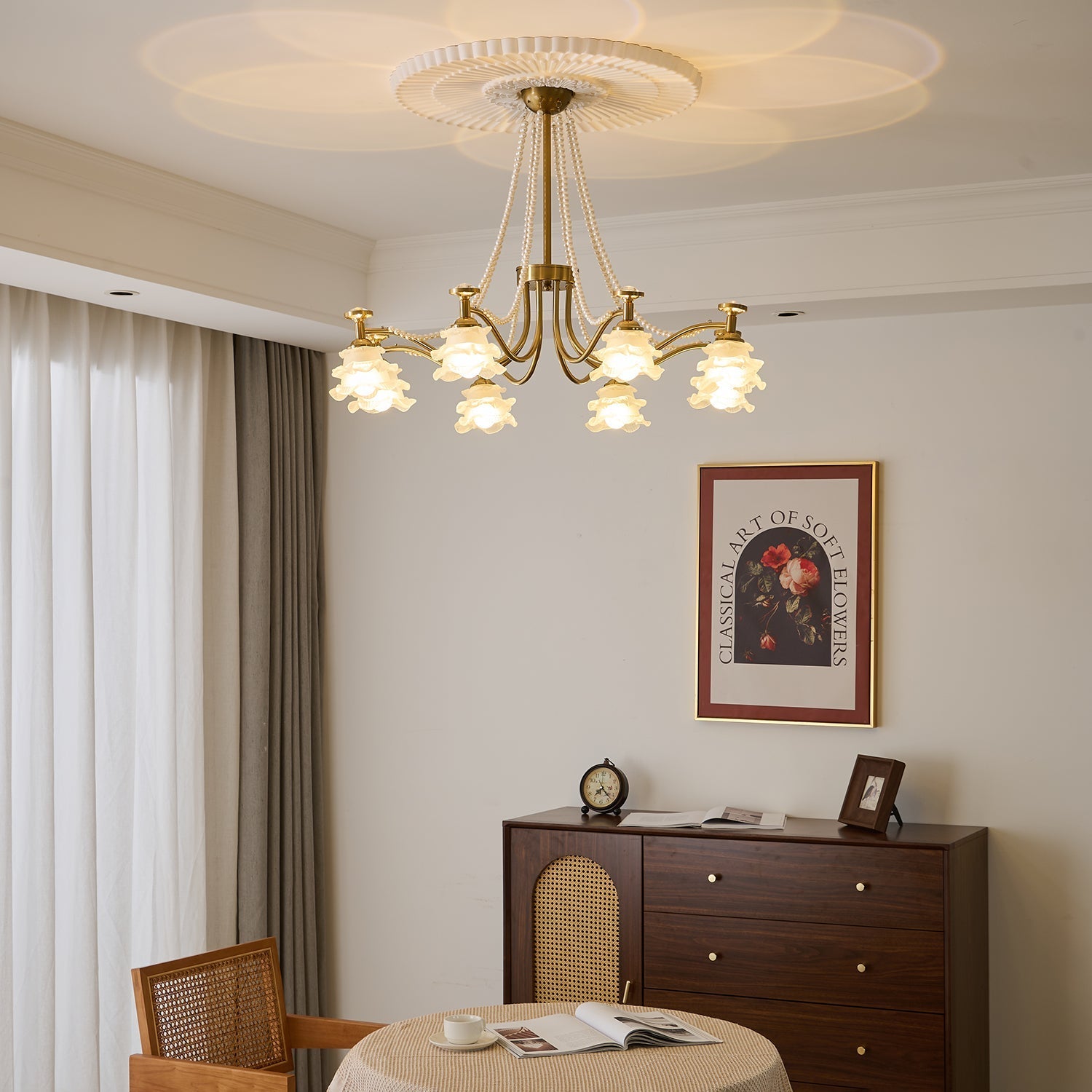 Cotalisra Premium Elegance Rose Glass Chandelier-Neutral Decor