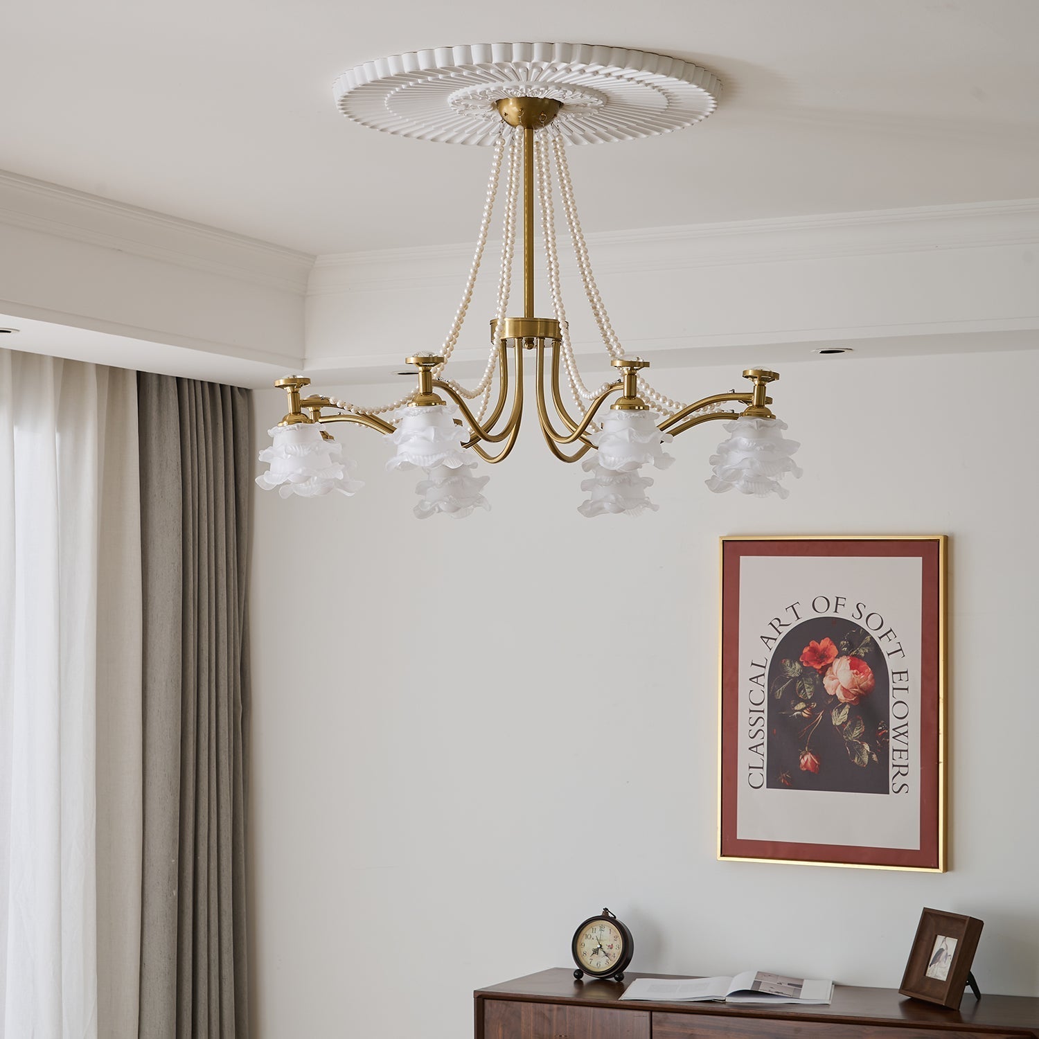 Cotalisra Premium Elegance Rose Glass Chandelier-Neutral Decor
