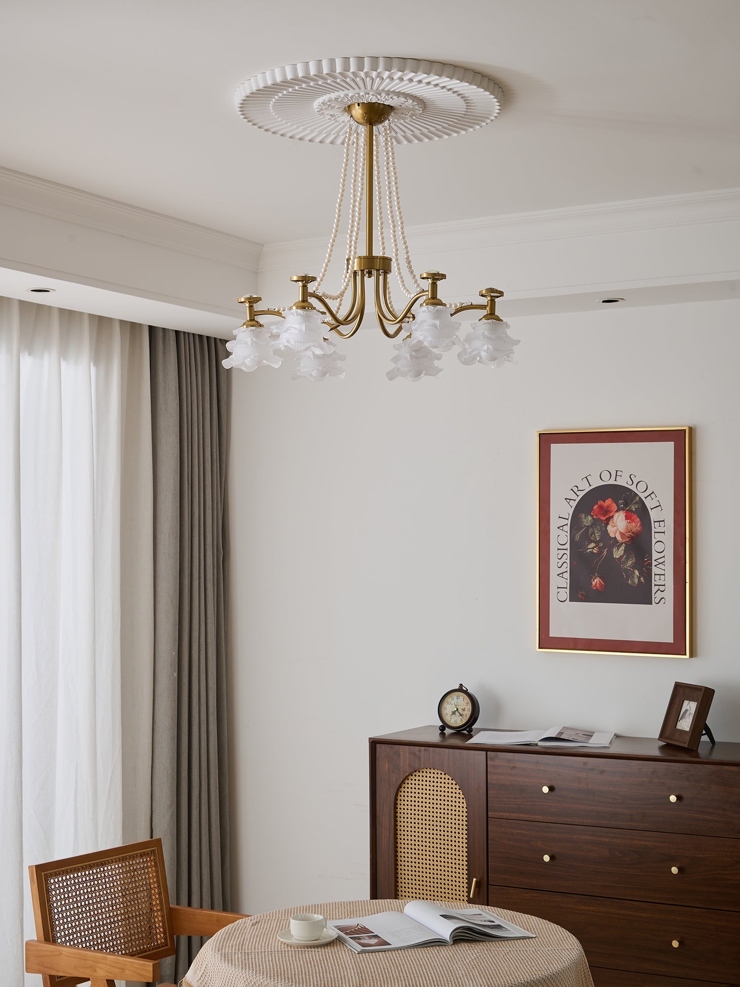 Cotalisra Premium Elegance Rose Glass Chandelier-Neutral Decor