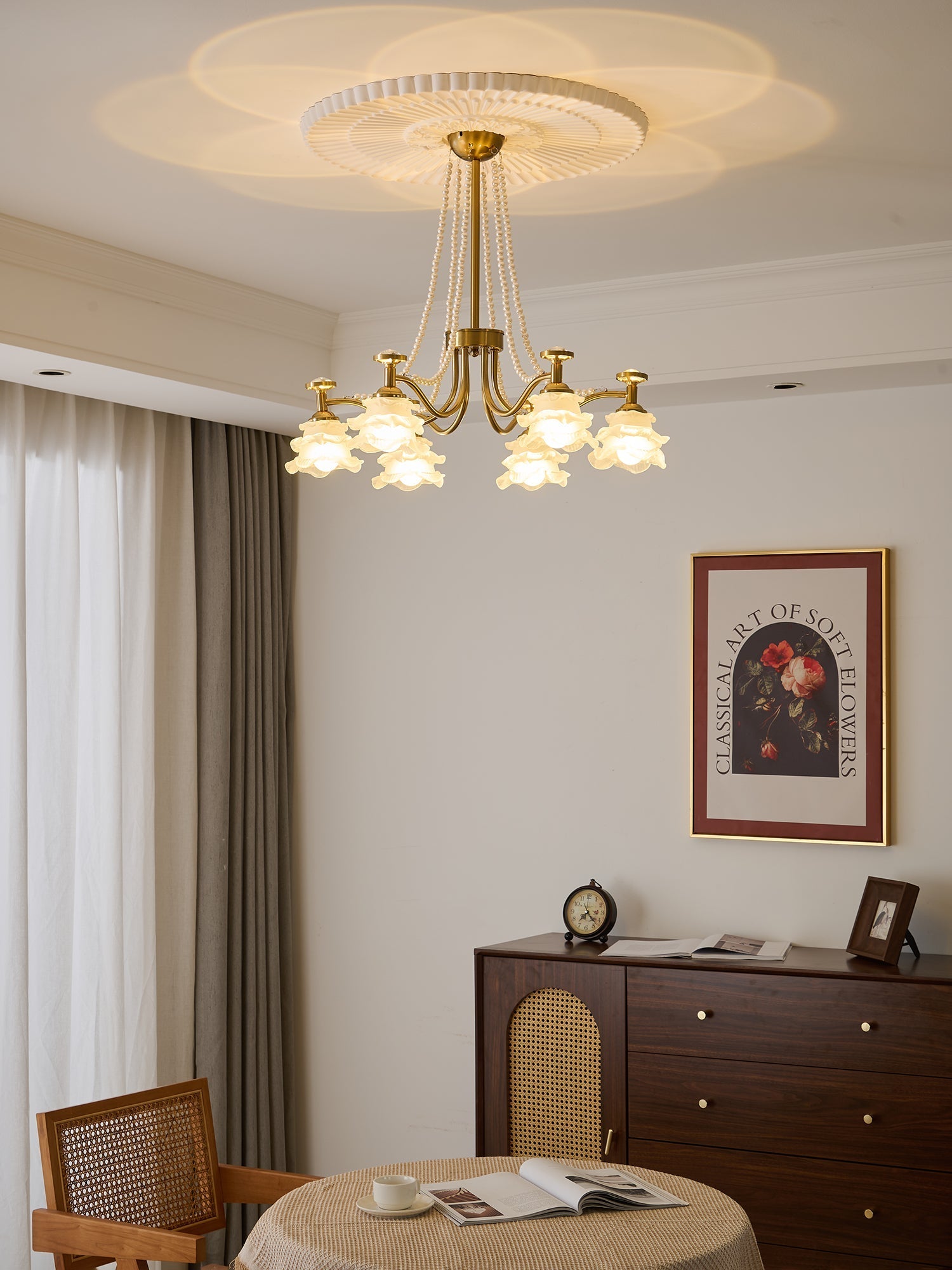 Cotalisra Premium Elegance Rose Glass Chandelier-Neutral Decor