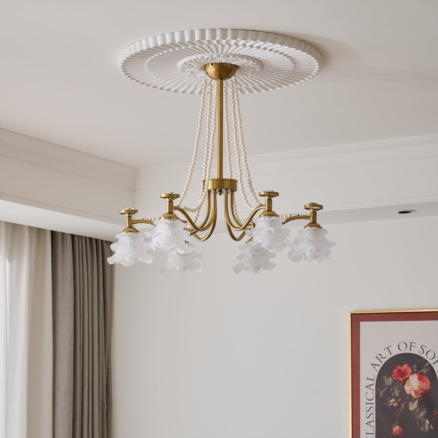 Cotalisra Premium Elegance Rose Glass Chandelier-Neutral Decor