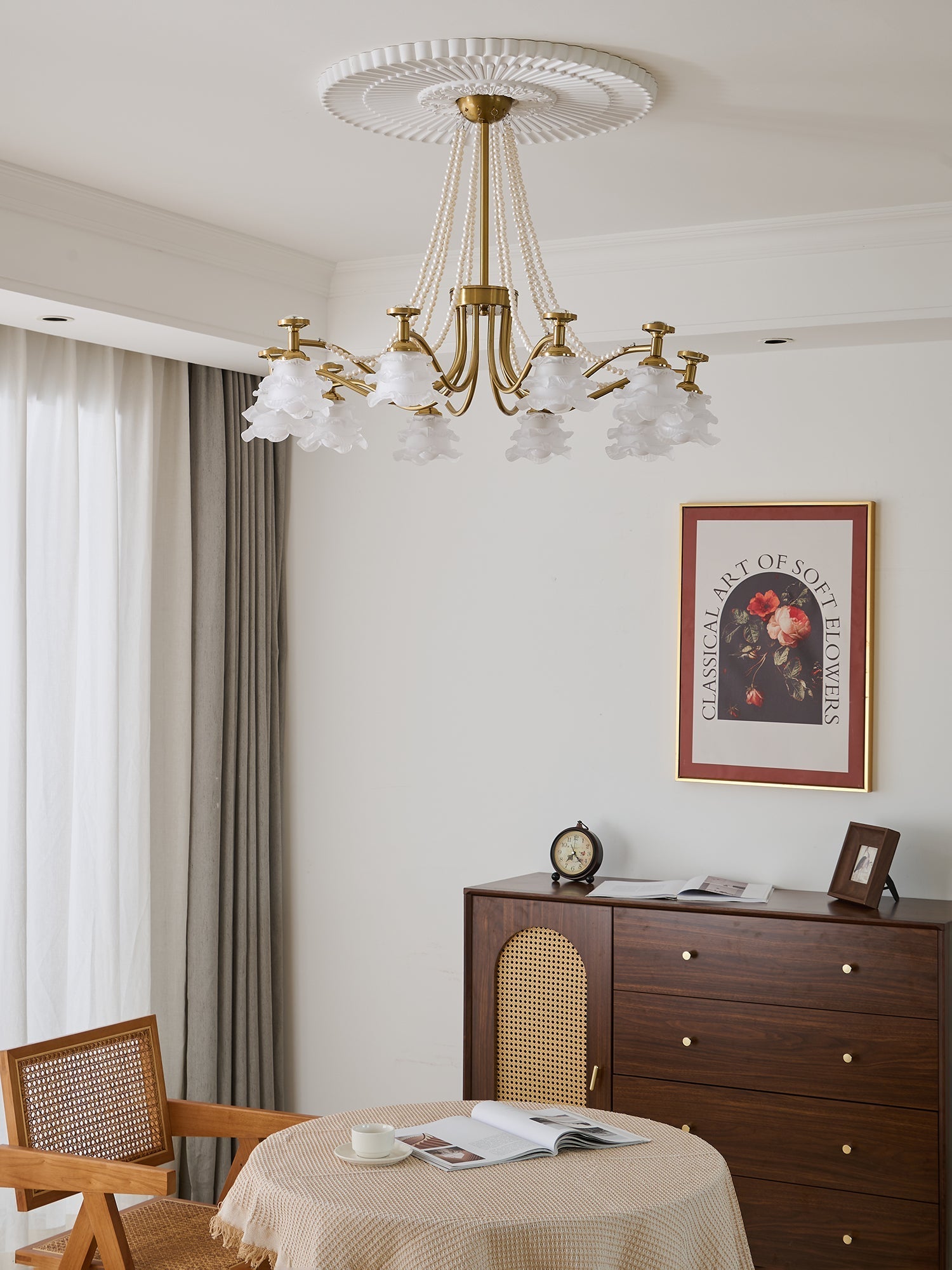 Cotalisra Premium Elegance Rose Glass Chandelier-Neutral Decor