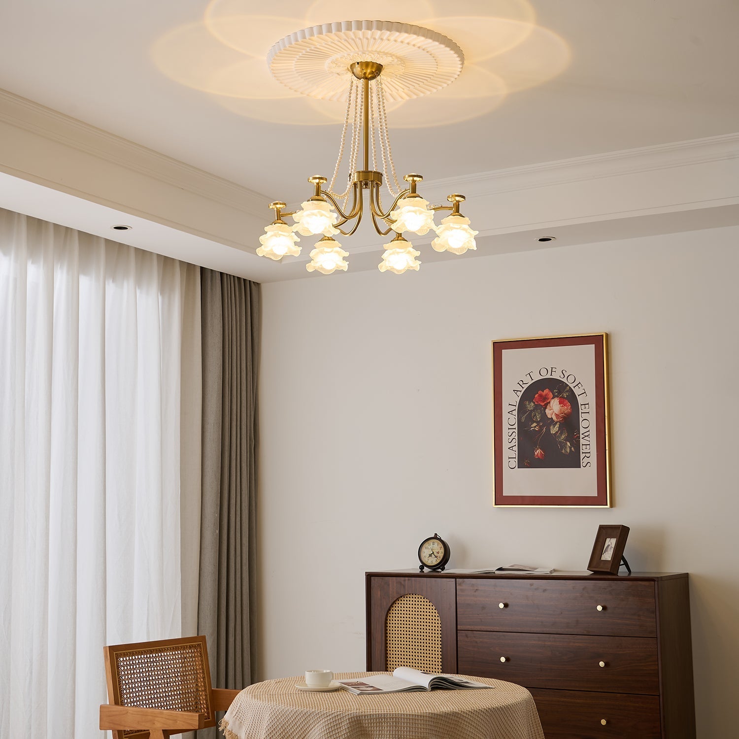 Cotalisra Premium Elegance Rose Glass Chandelier-Neutral Decor