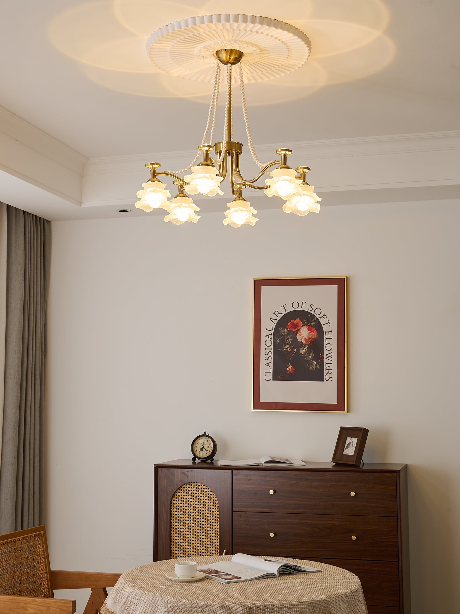 Cotalisra Premium Elegance Rose Glass Chandelier-Neutral Decor