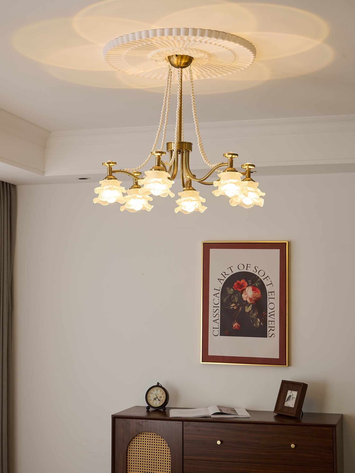 Cotalisra Premium Elegance Rose Glass Chandelier-Neutral Decor
