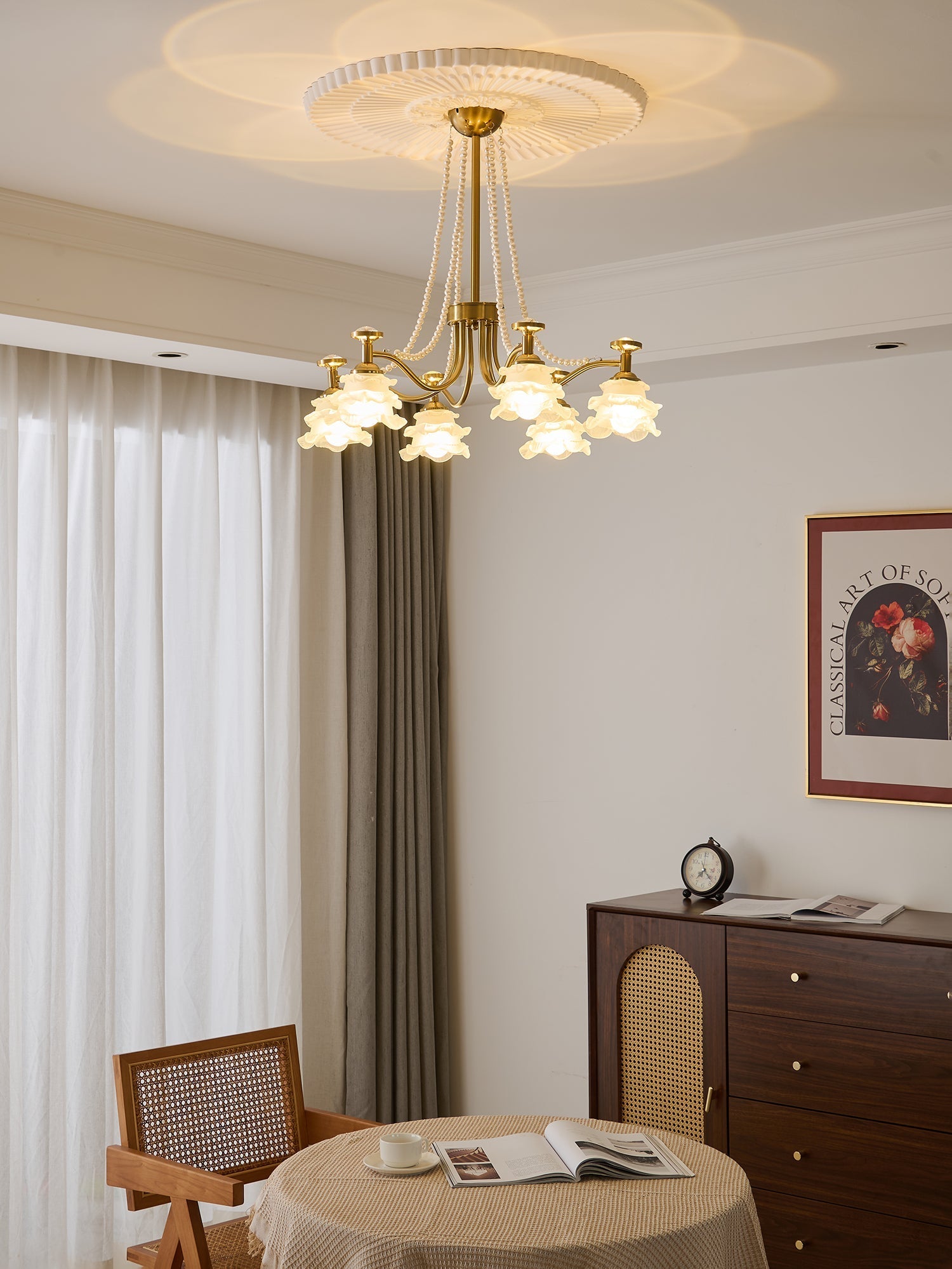 Cotalisra Premium Elegance Rose Glass Chandelier-Neutral Decor