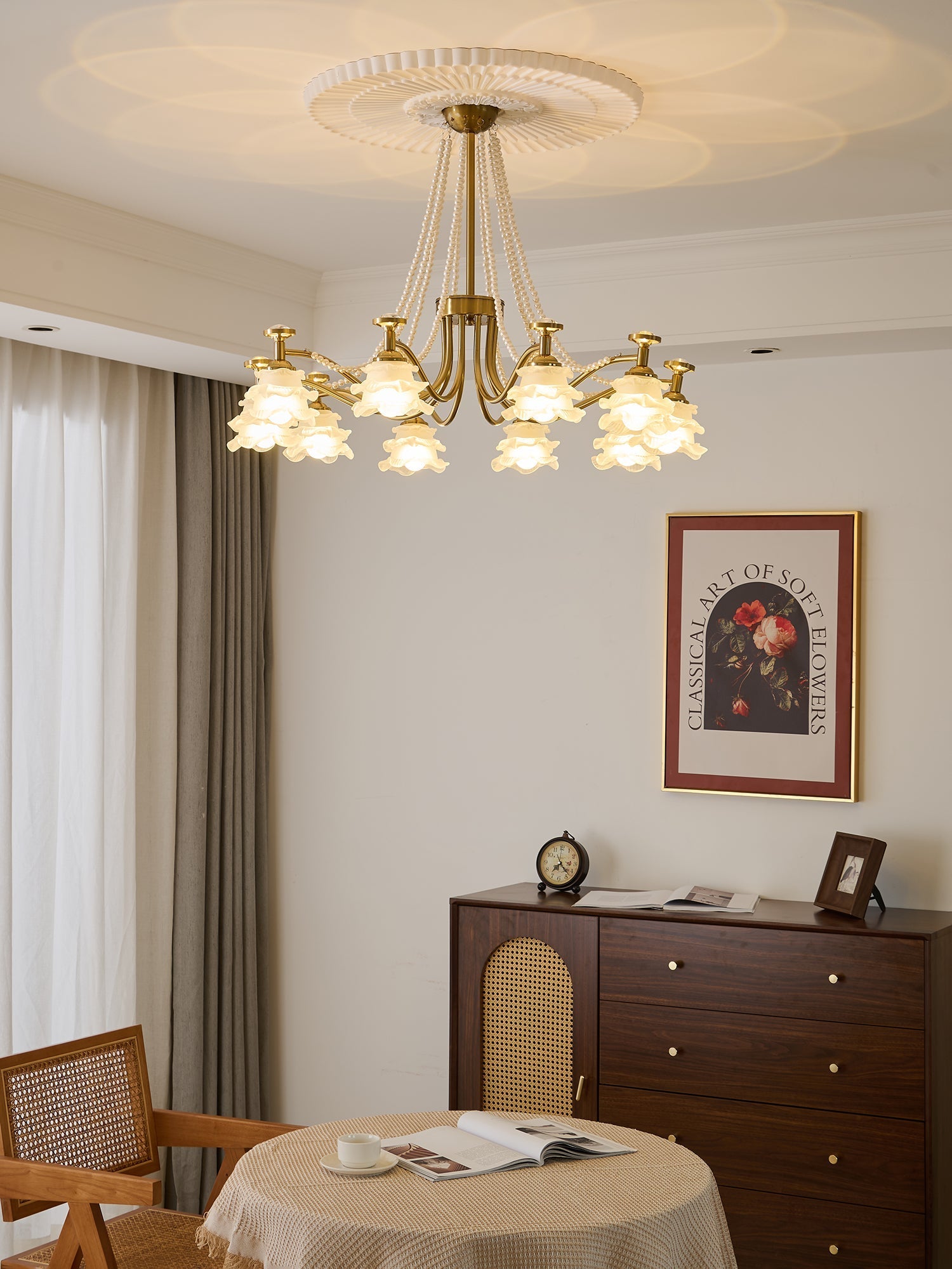 Cotalisra Premium Elegance Rose Glass Chandelier-Neutral Decor