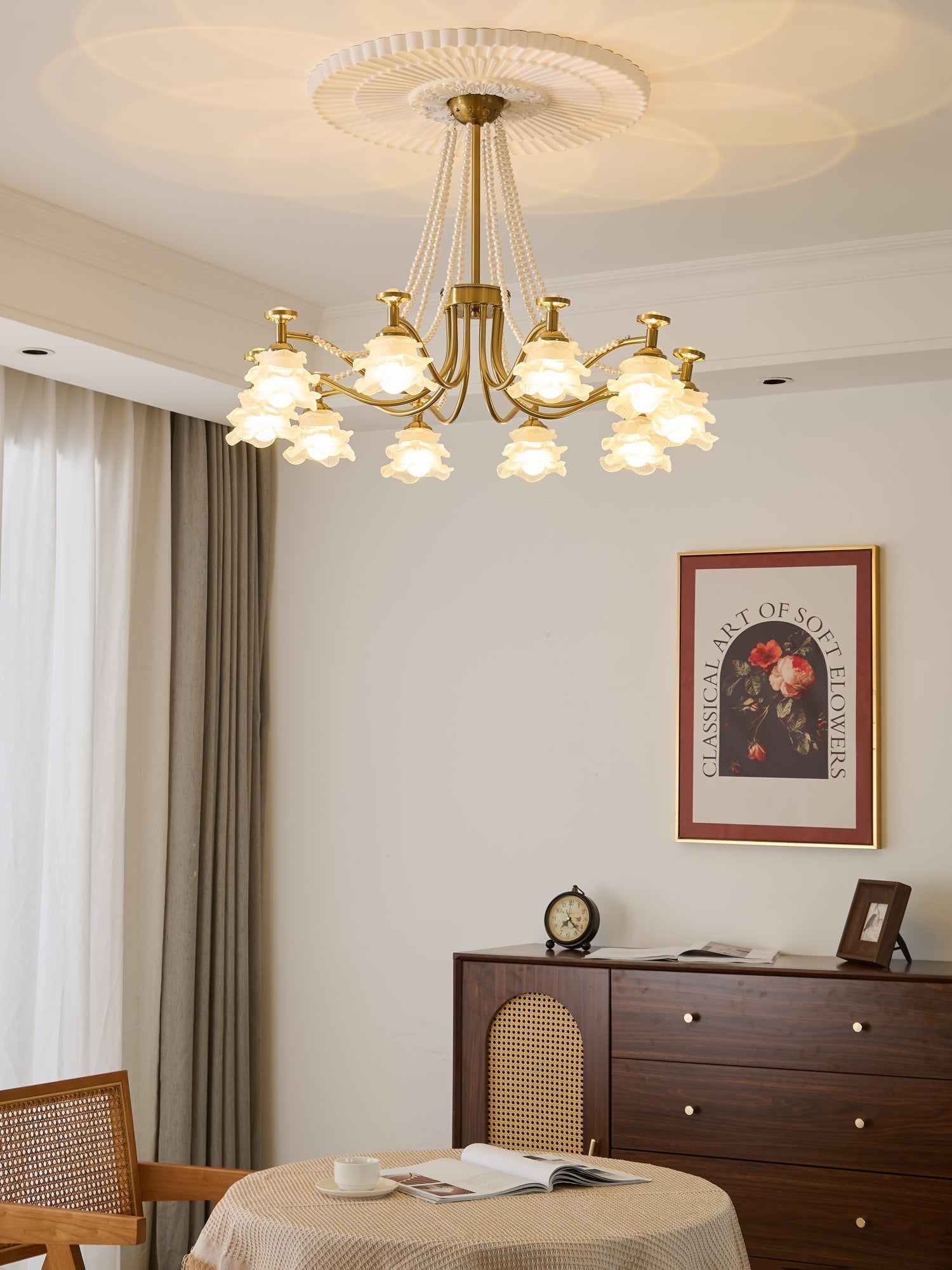 Cotalisra Premium Elegance Rose Glass Chandelier-Neutral Decor