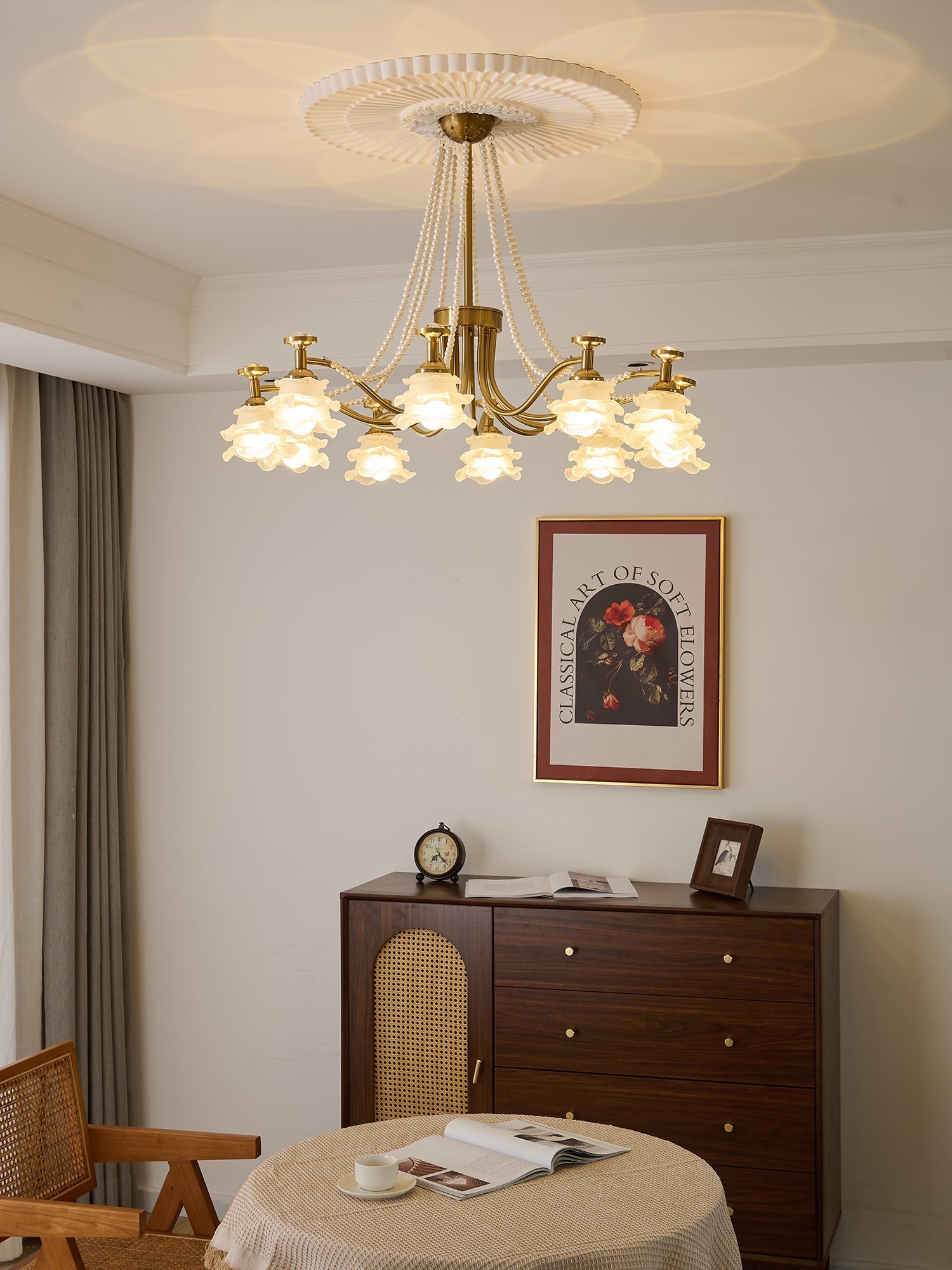 Cotalisra Premium Elegance Rose Glass Chandelier-Neutral Decor