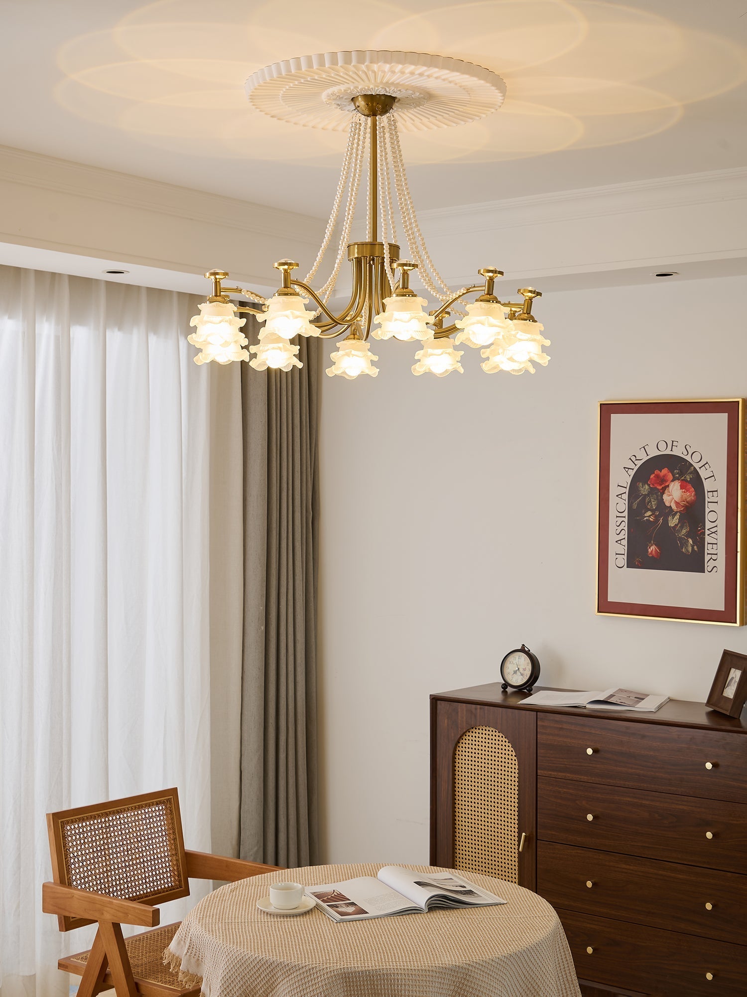 Cotalisra Premium Elegance Rose Glass Chandelier-Neutral Decor