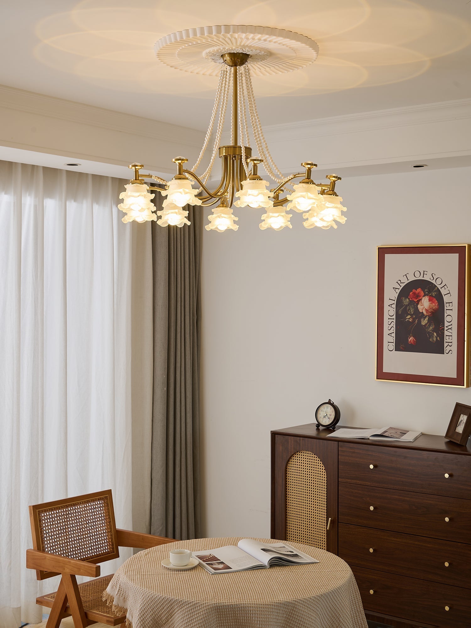 Cotalisra Premium Elegance Rose Glass Chandelier-Neutral Decor