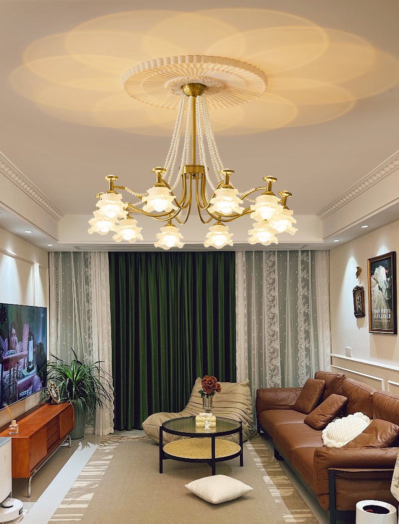 Cotalisra Premium Elegance Rose Glass Chandelier-Neutral Decor